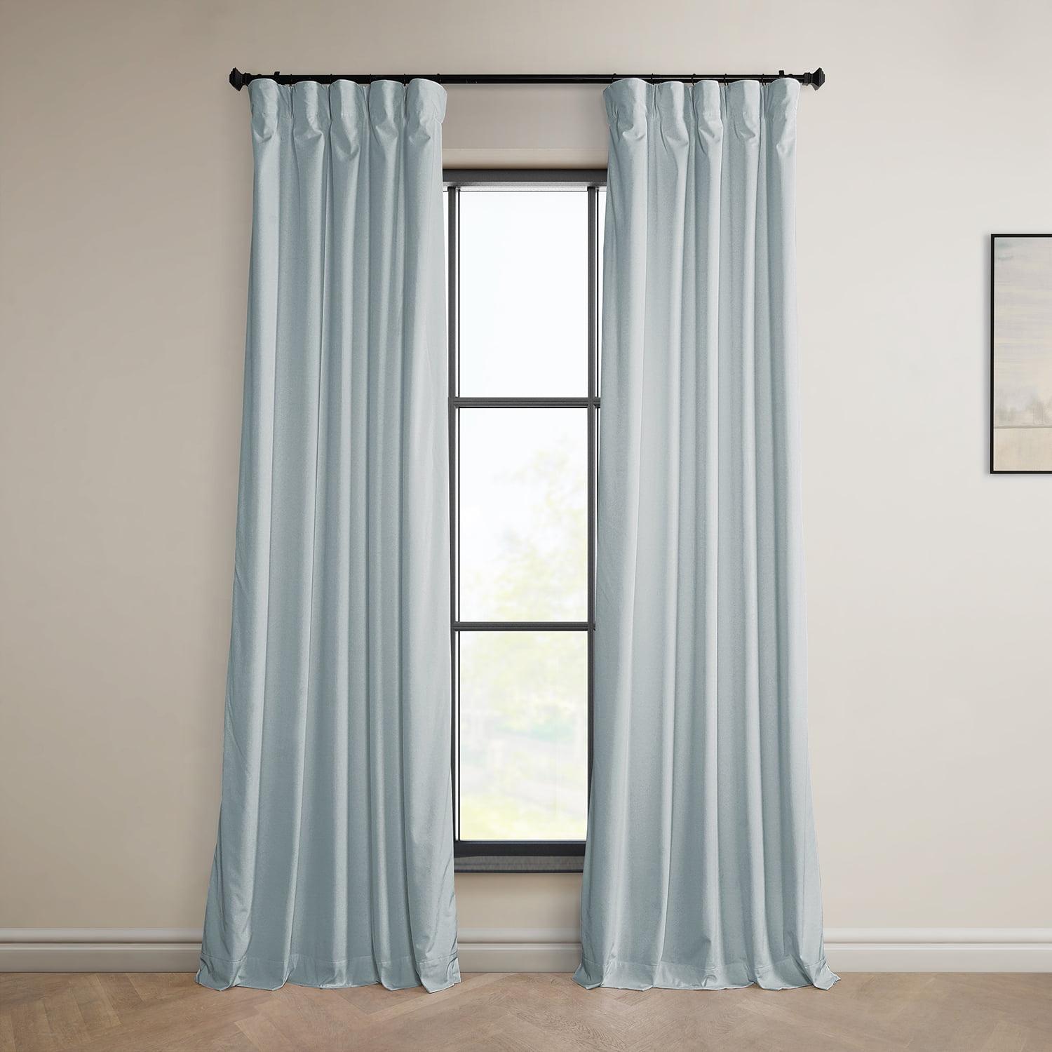 Half Price Drapes Aquarius Blue Heritage Plush Velvet Room Darkening Curtains (1 Panel), 50W X 108L