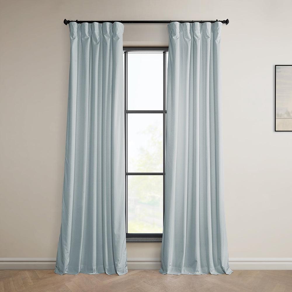 Half Price Drapes Aquarius Blue Heritage Plush Velvet Room Darkening Curtains (1 Panel), 50W X 108L