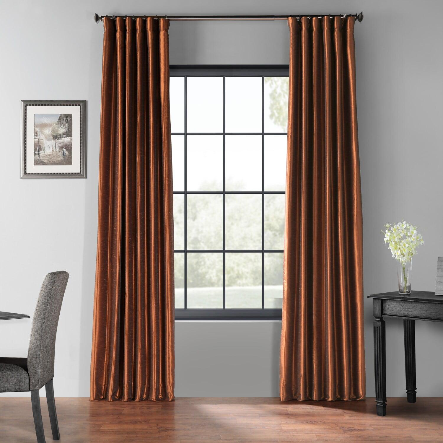 Half Price Drapes Copper Kettle Faux Dupioni Silk Blackout Curtains for Bedrooms (1 Panel),50WX 96L