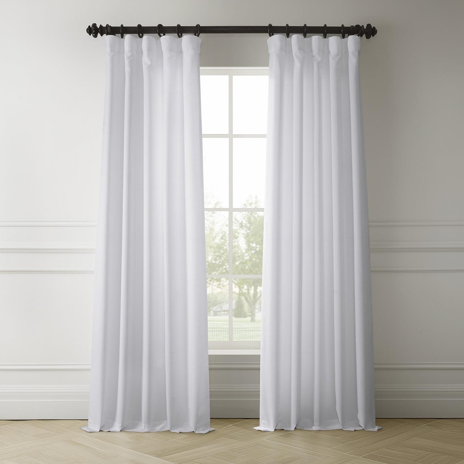 Half Price Drapes Dove White Faux Linen Room Darkening Curtains for Bedroom(1 Panel),50W X 120L