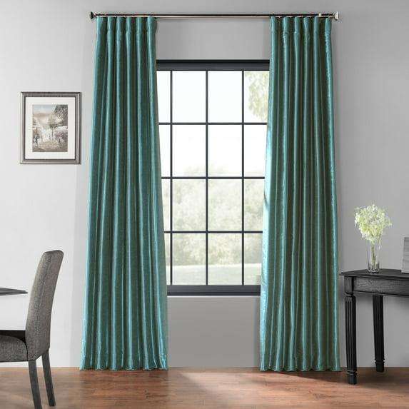 Half Price Drapes Peacock Dupioni Silk Room Darkening Curtains for Bedroom (1 Panel), 50WX 108L