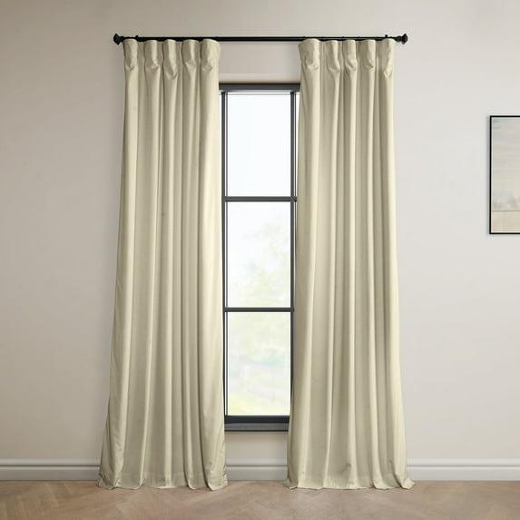Half Price Drapes Signature Angora Beige Plush Velvet Hotel Blackout Curtains(1 Panel), 50W X 96L