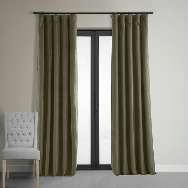 Half Price Drapes Signature Denver Taupe Velvet Blackout Curtains For Bedroom(1 Panel), 50WX 96L