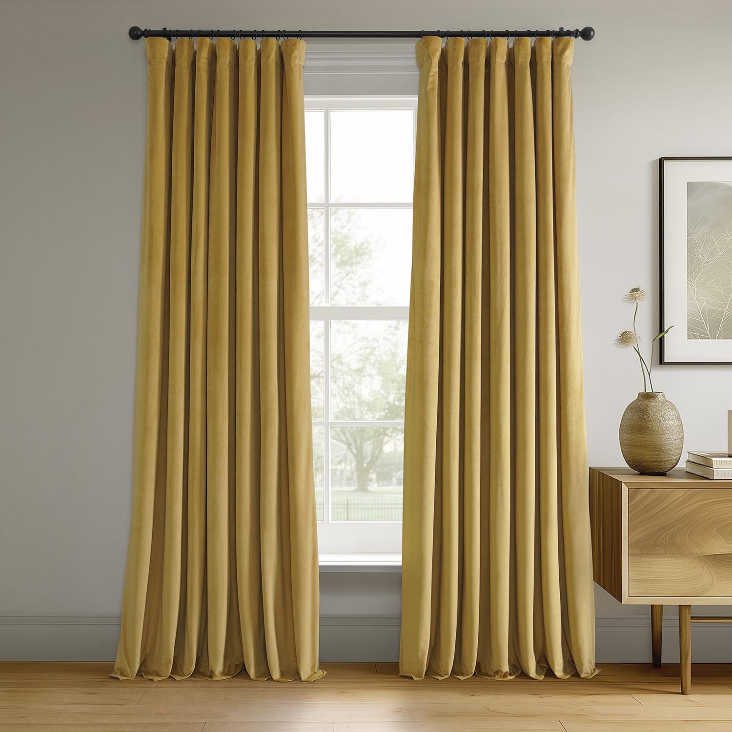 Half Price Drapes Signature Fool's Gold Velvet Blackout Curtains For Bedroom(1 Panel), 50WX 84L