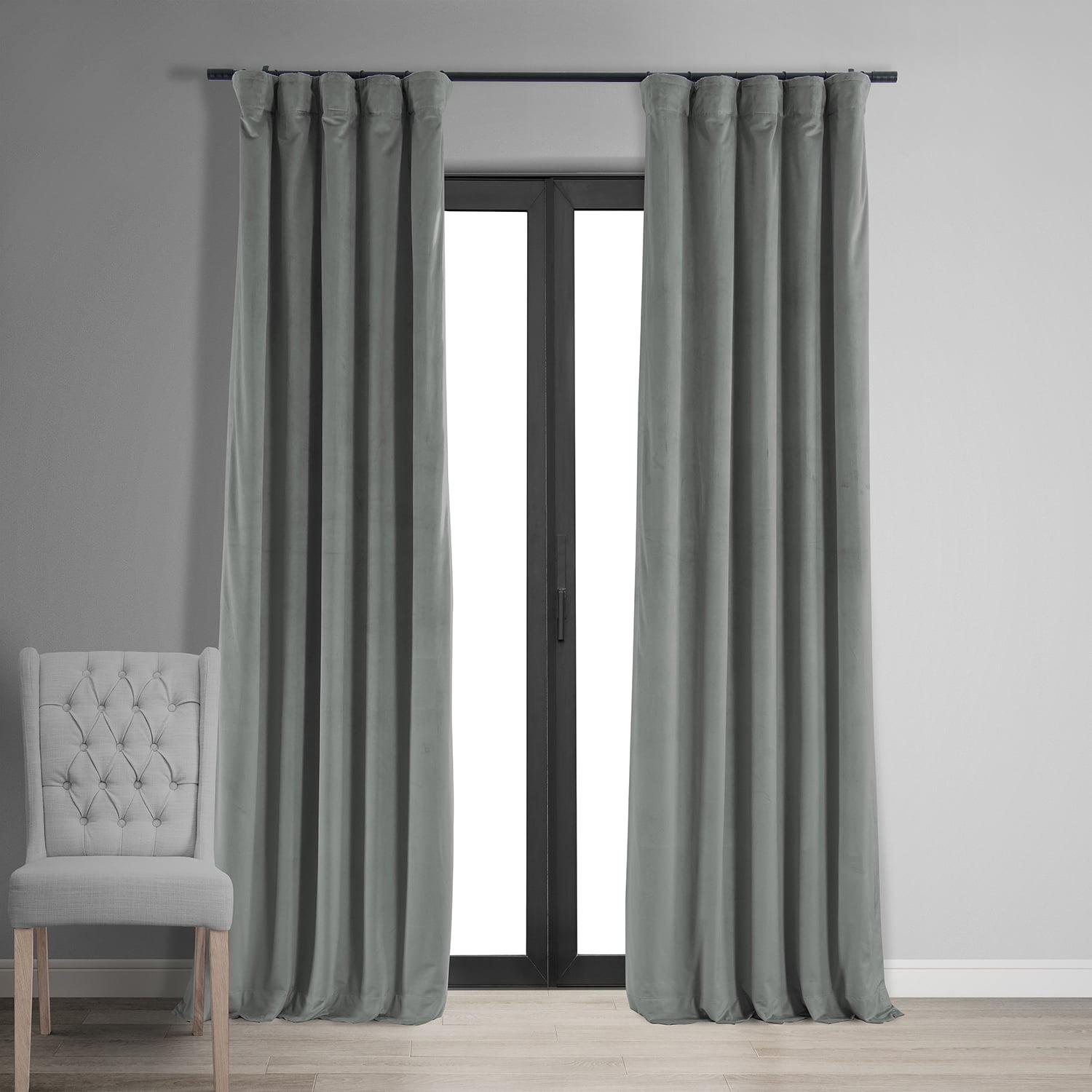 Half Price Drapes Signature Silver Grey Velvet Blackout Curtains for Bedrooms(1 Panel), 50WX 96L