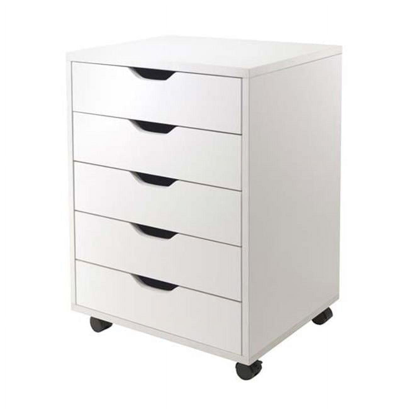 Halifax 5 Drawer Cabinet with Casters White - Winsome: Office Furniture Storage, Printer Stand