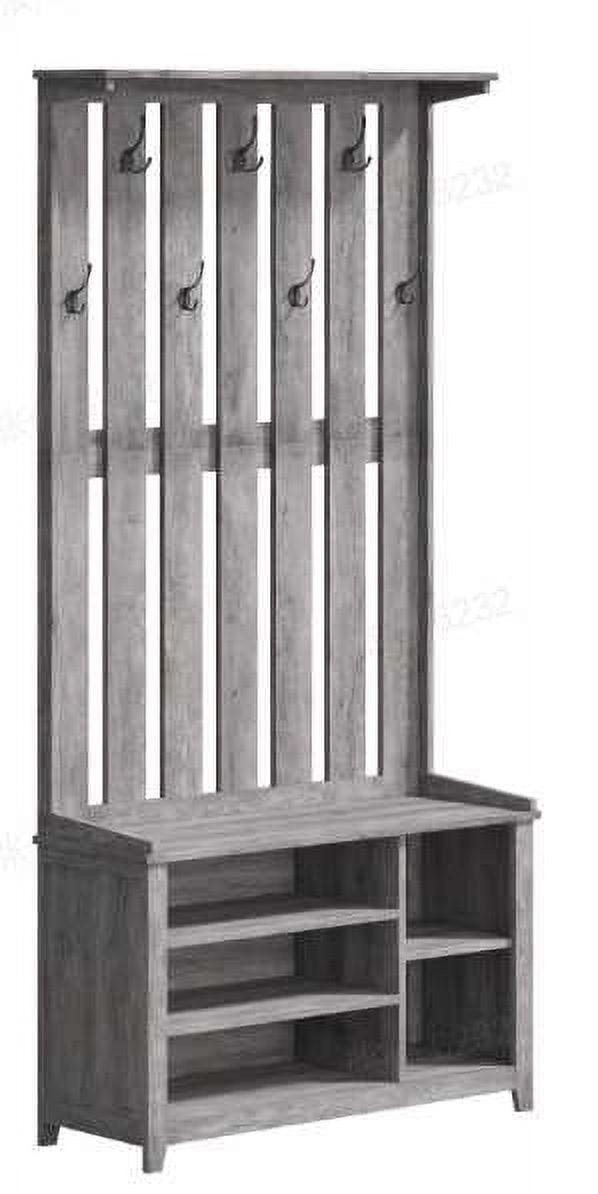 VASAGLE Hall Tree with Bench and Shoe Storage, Coat Rack with Shoe Bench, 7 Double Hooks for Jackets, 13.8 x 31.9 x 70.9 Inches, Heather Greige