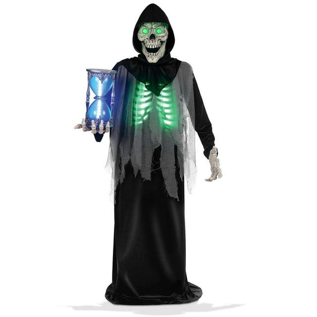 BOO BOX 6.5ft Halloween Animatronic Grim Reaper, Mr. Grim Outdoor Halloween Decoration Standing Poseable Figure, Sound and Motion Activated