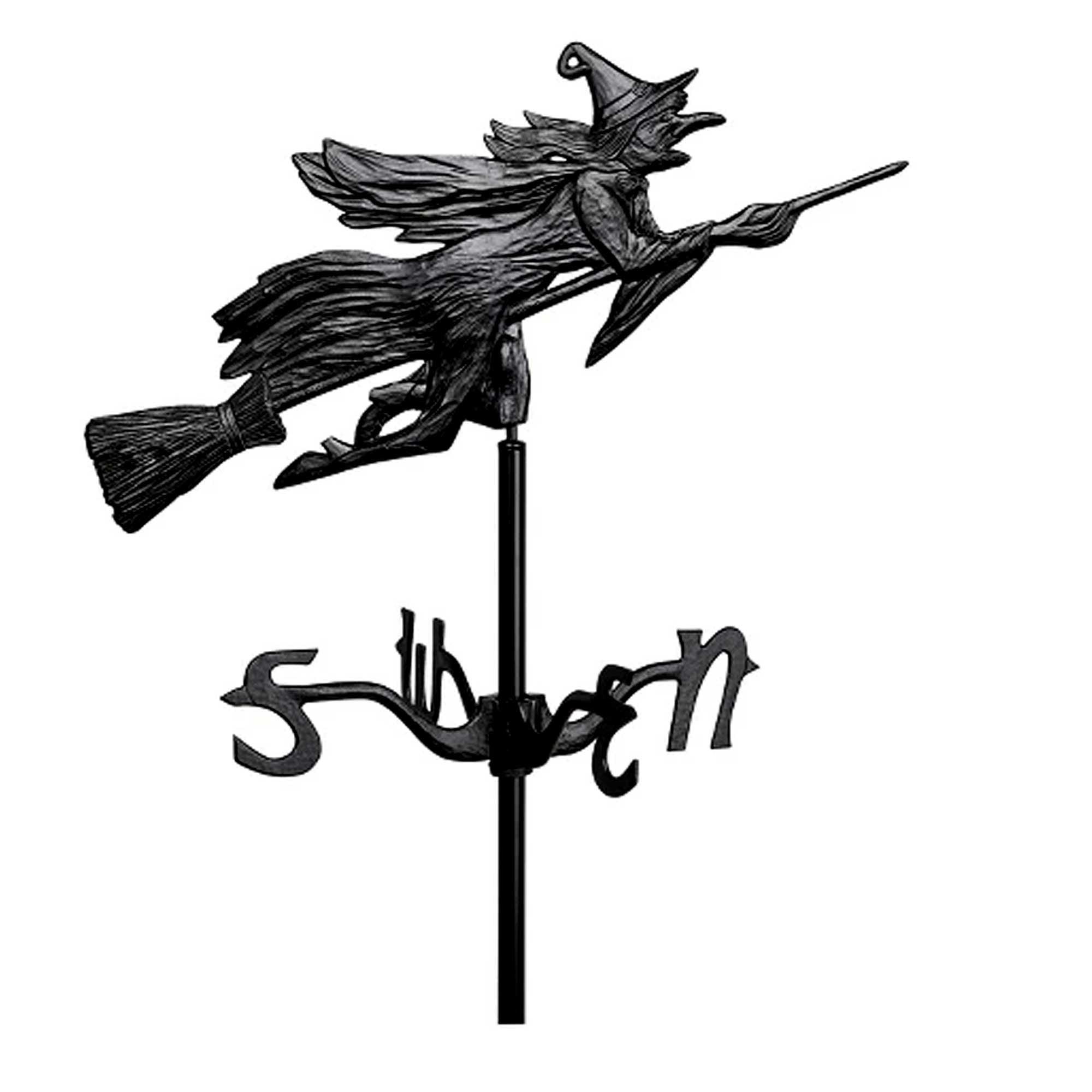 Black Aluminum Flying Witch Garden Weathervane