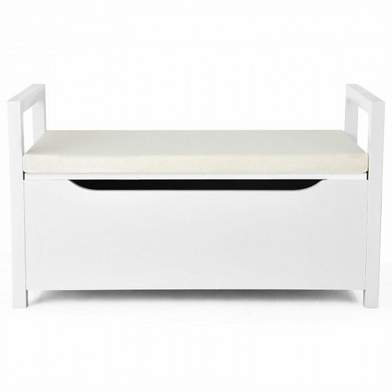 White MDF Shoe Storage Bench with Cushion Seat