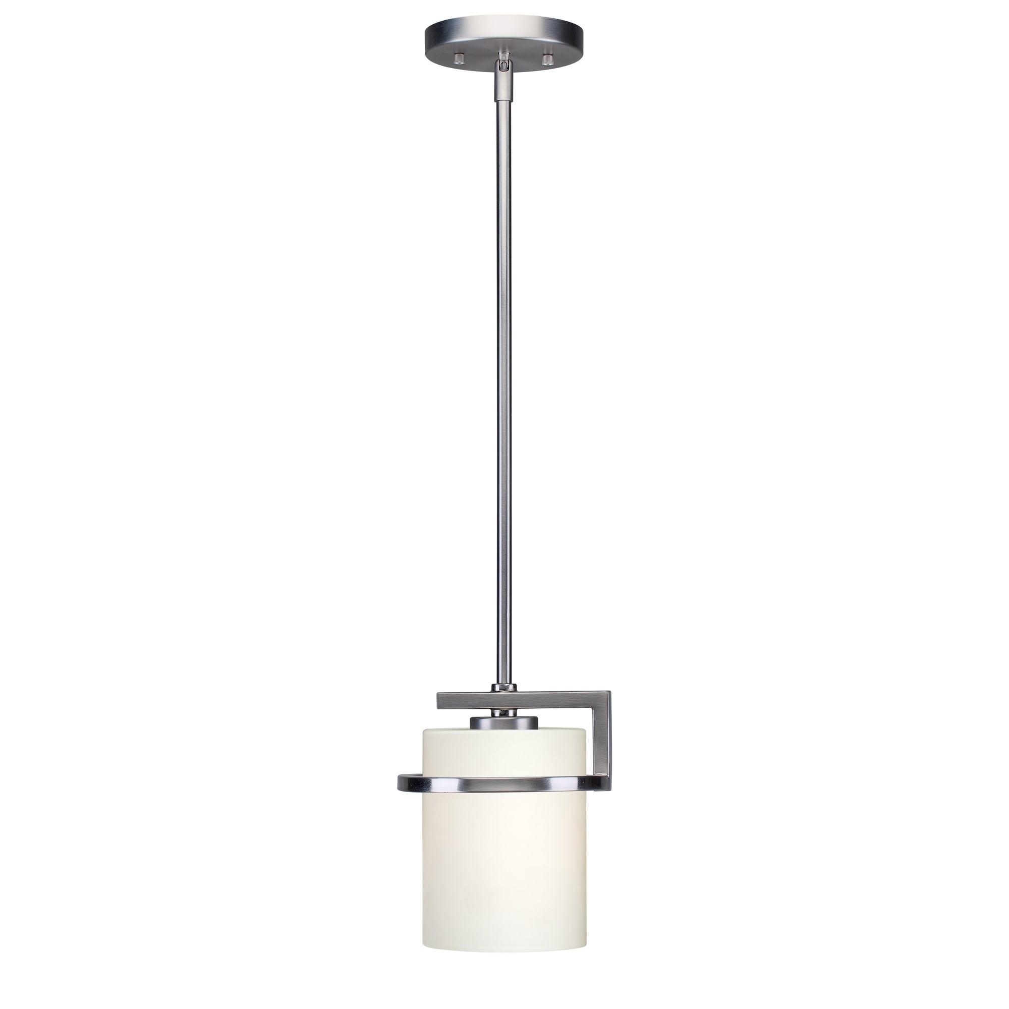 Halo 1-Light Brushed Nickel Mini Pendant with Satin Opal Glass - Brushed Nickel