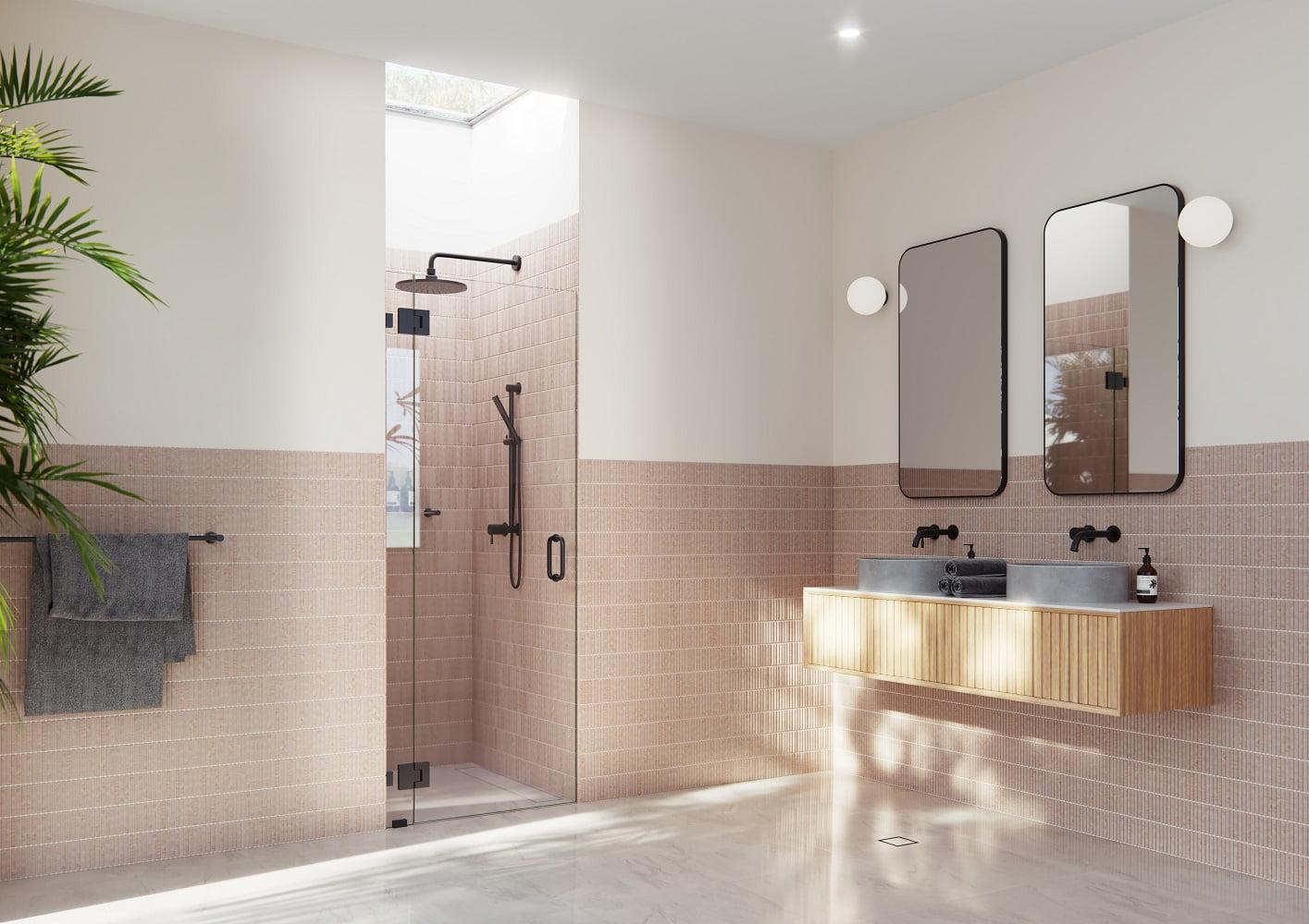 Glass Warehouse Halo 31.75 in. x 78 in. Frameless Glass Hinge Shower Door GW-GH-31-75-MB