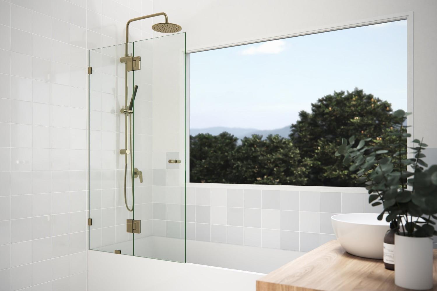 Glass Warehouse 34" W. x 58.25" H in. Frameless Glass Hinged Bathtub Door GW-B-GH-34-PB