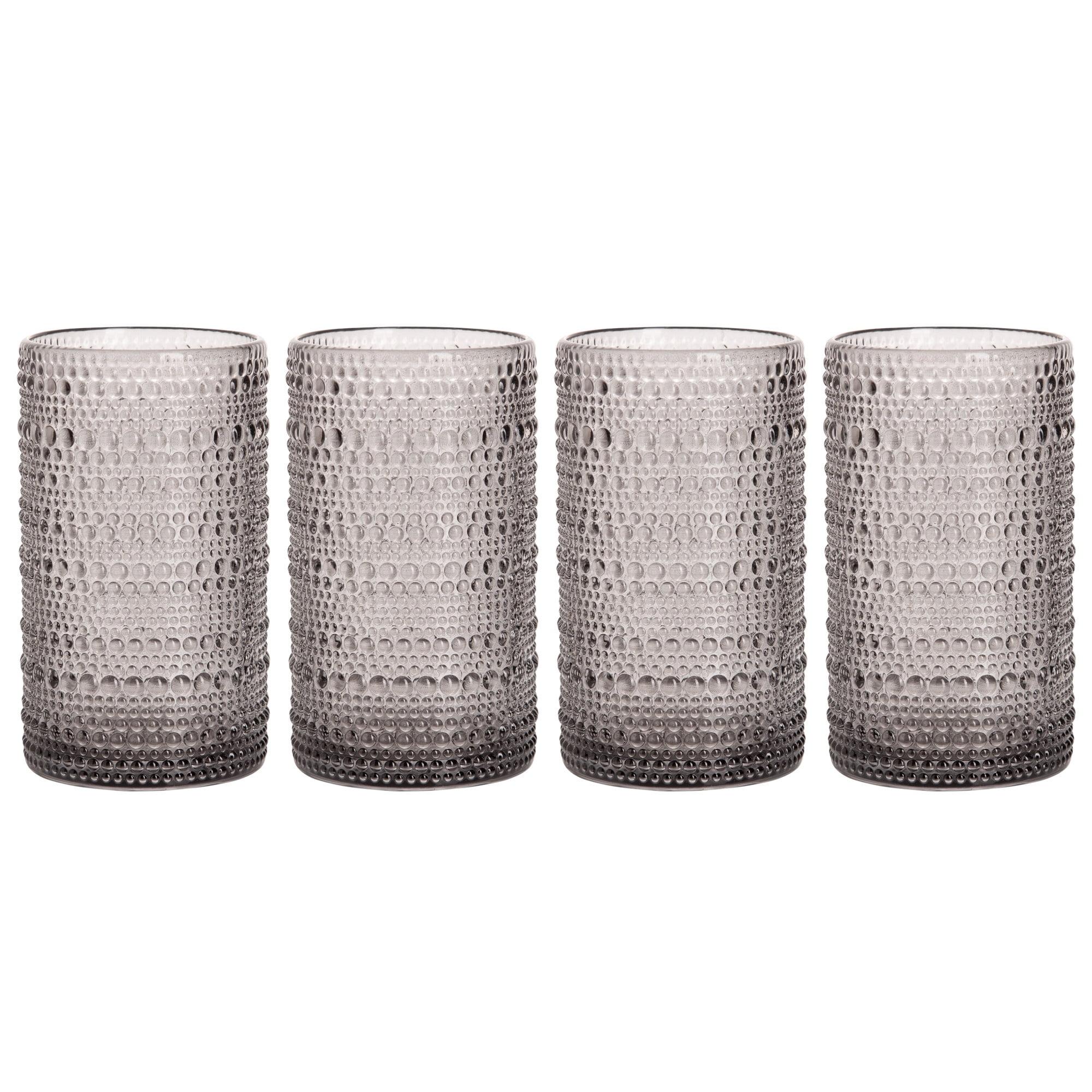 Halo Smoke 15oz Beaded Highball Glass Set of Four