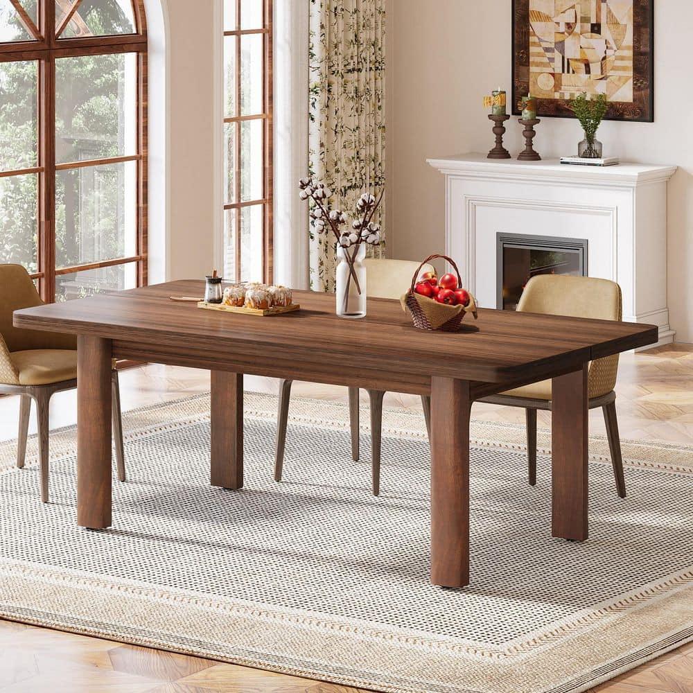 Union Rustic Wood Dining Table For 4-6 People, 63 Inch Farmhouse Kitchen Table With Solid Wood Legs