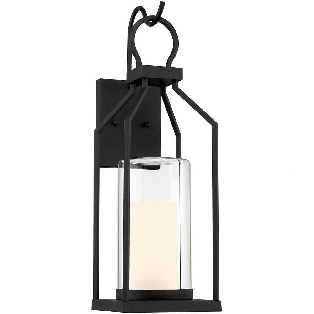 Hamilton Matte Black 21" Outdoor Wall Lantern with Opal Glass Shade