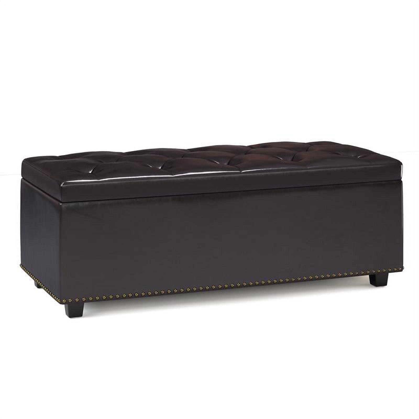 Hamilton 44" Contemporary Tanners Brown Faux Leather Lift-Top Storage Ottoman