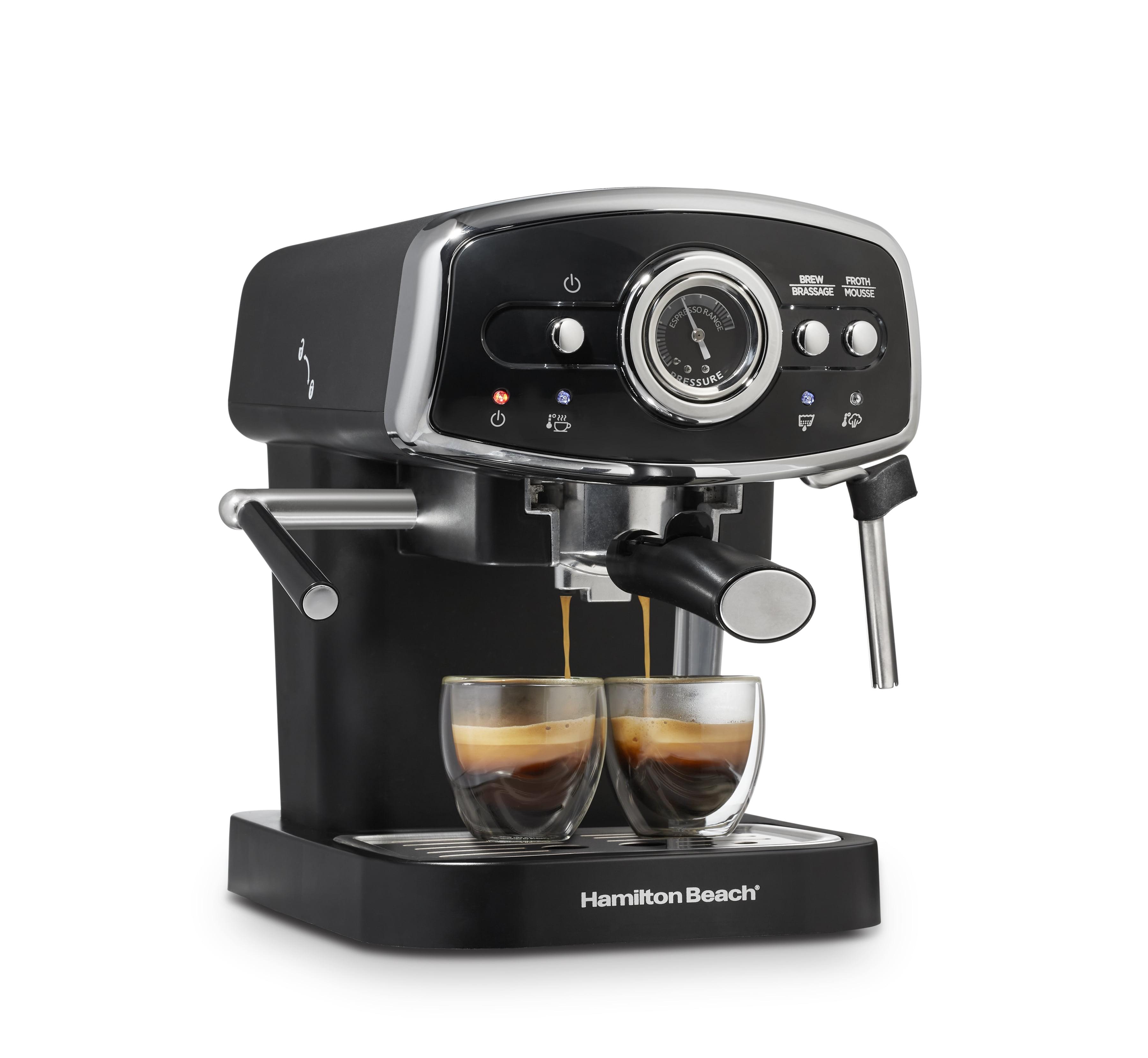 Hamilton Beach Hamilton Beach Slide & Lock Espresso Maker 15 Bar Pump Black With Chrome Accents