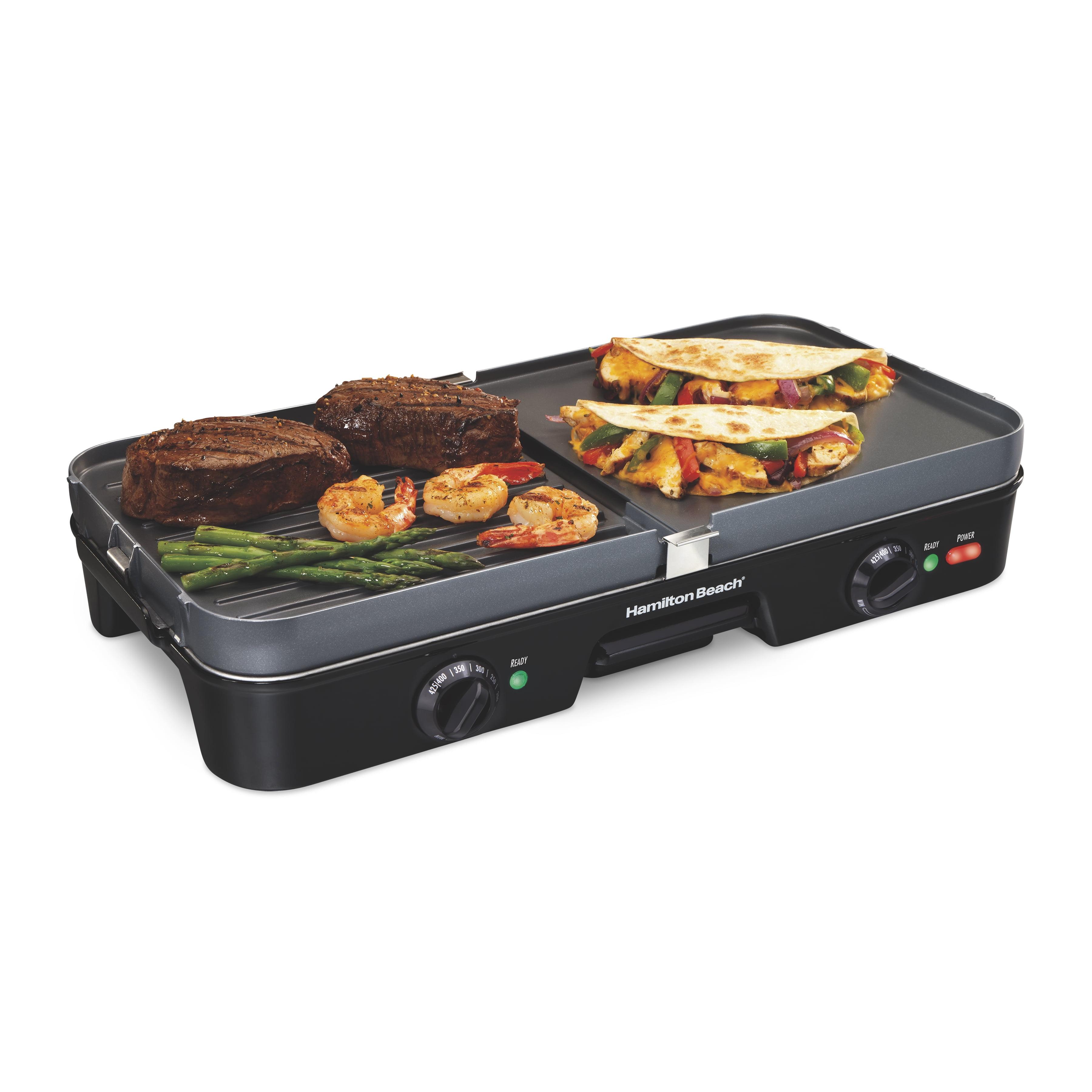 Versatile Dual-Zone Black Electric Grill/Griddle Combo