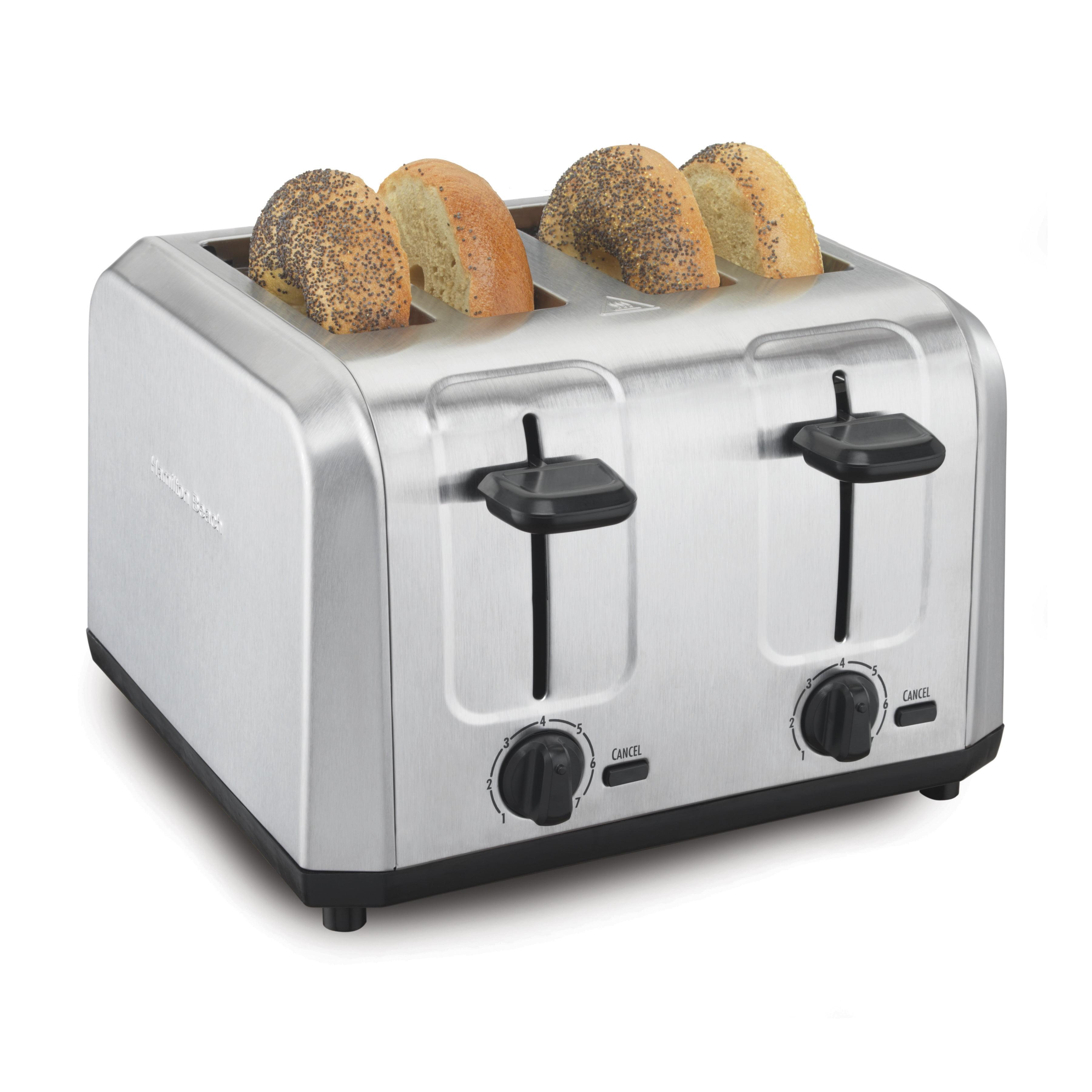 Hamilton Beach® Brushed Stainless Steel 4-Slice Toaster with Extra Wide Slots for Bagels, Shade Selector, Toast Boost, Slide-Out Crumb Tray, Auto-Shutoff and Cancel Button