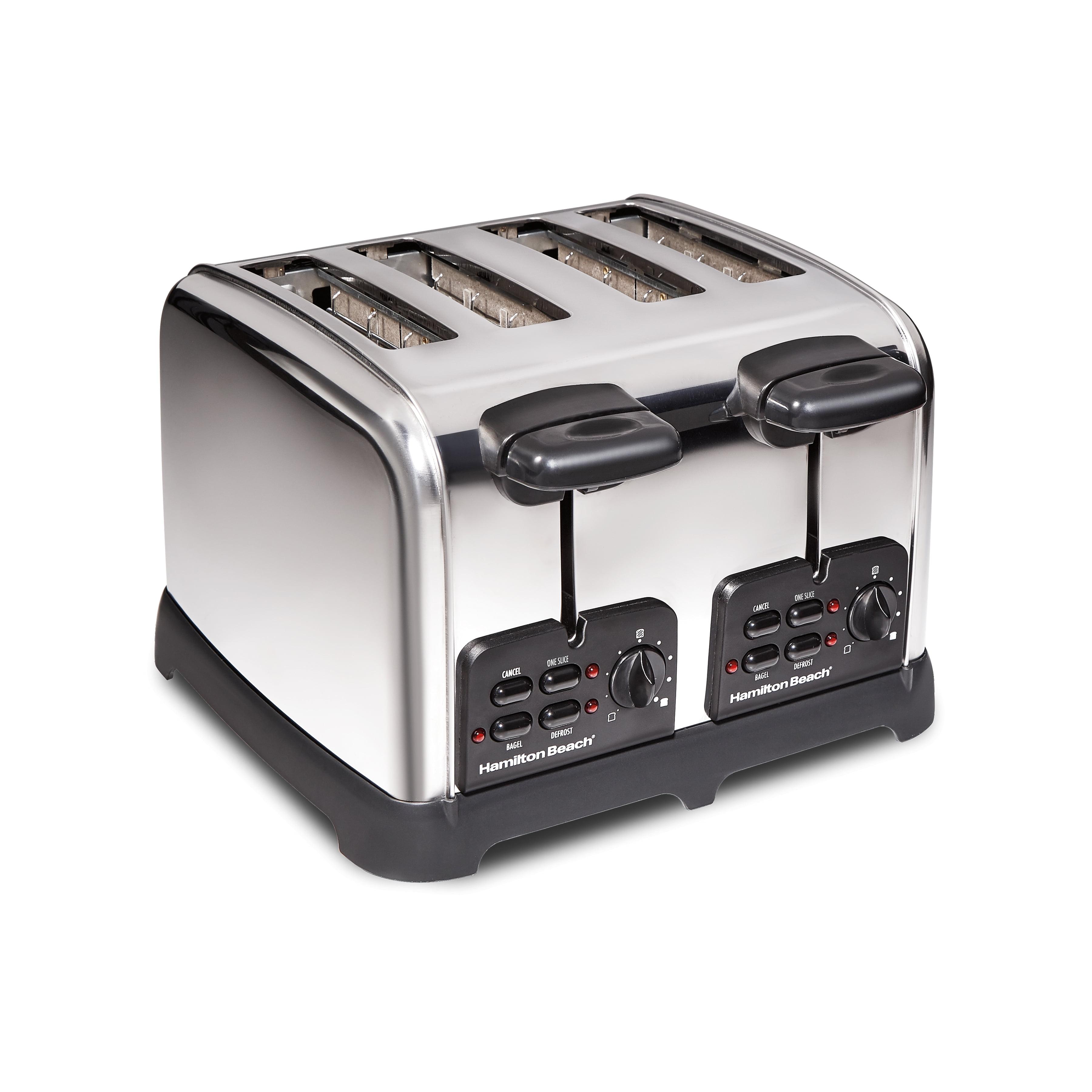 Hamilton Beach® Classic Stianless Steel 4-Slice Toaster with Wide Slots, Sure-Toast Technology, Bagel & Defrost Settings, Auto Boost