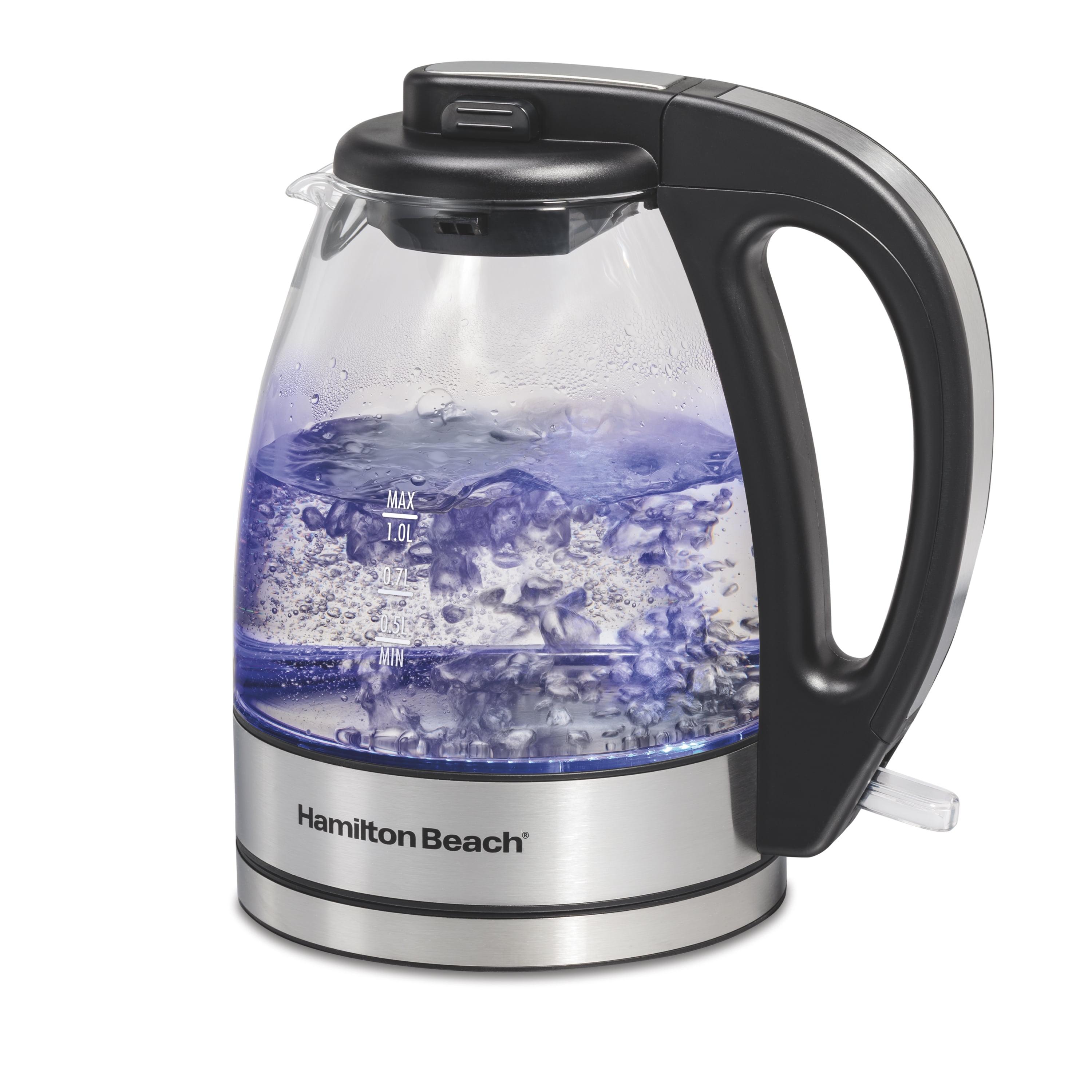 Hamilton Beach 1-Liter Glass Electric Kettle with Stainless Steel Accents