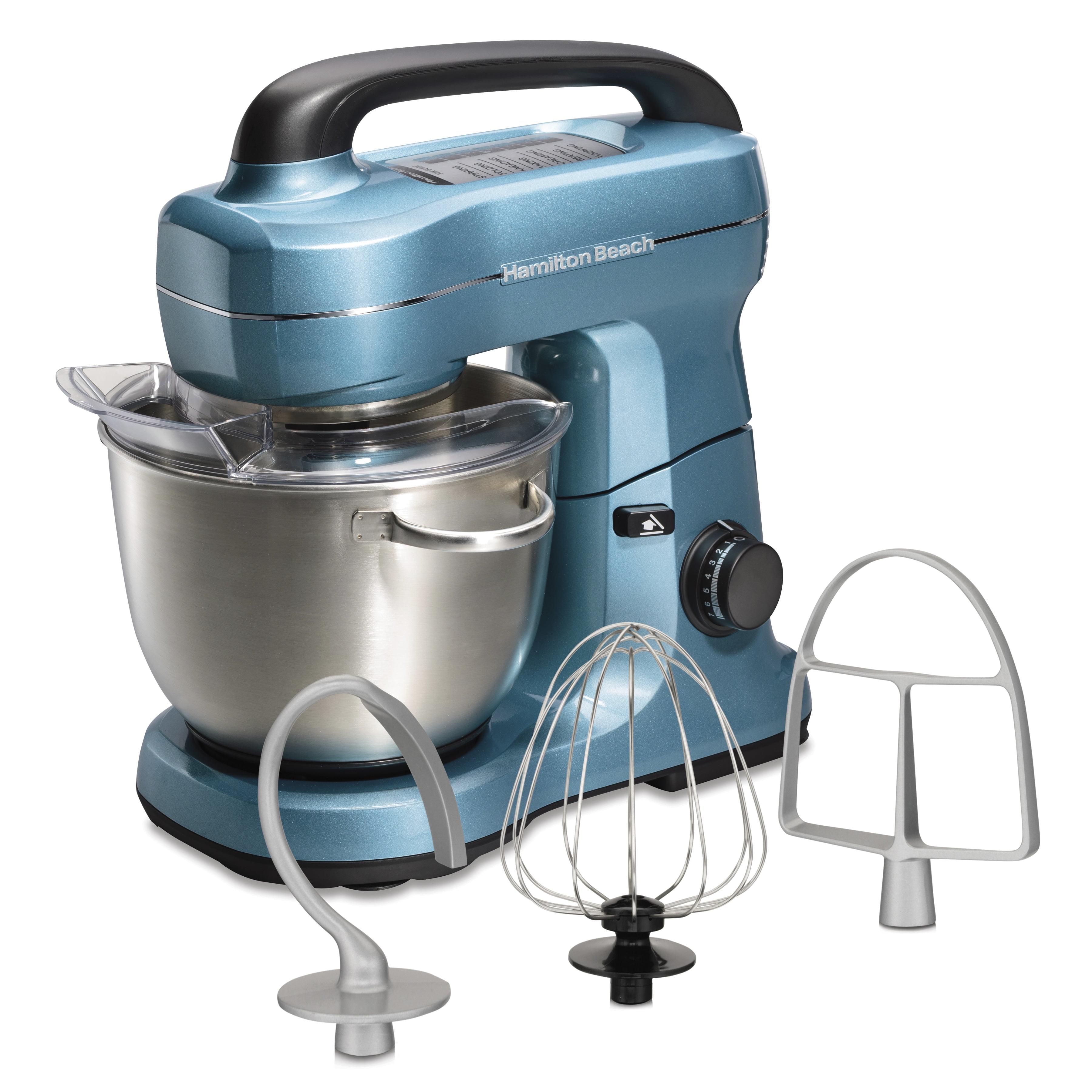 Hamilton Beach® 7-Speed 4-Quart Electric Stand Mixer with Splash Guard, Dough Hook, Flat Beater, and Whisk Attachments