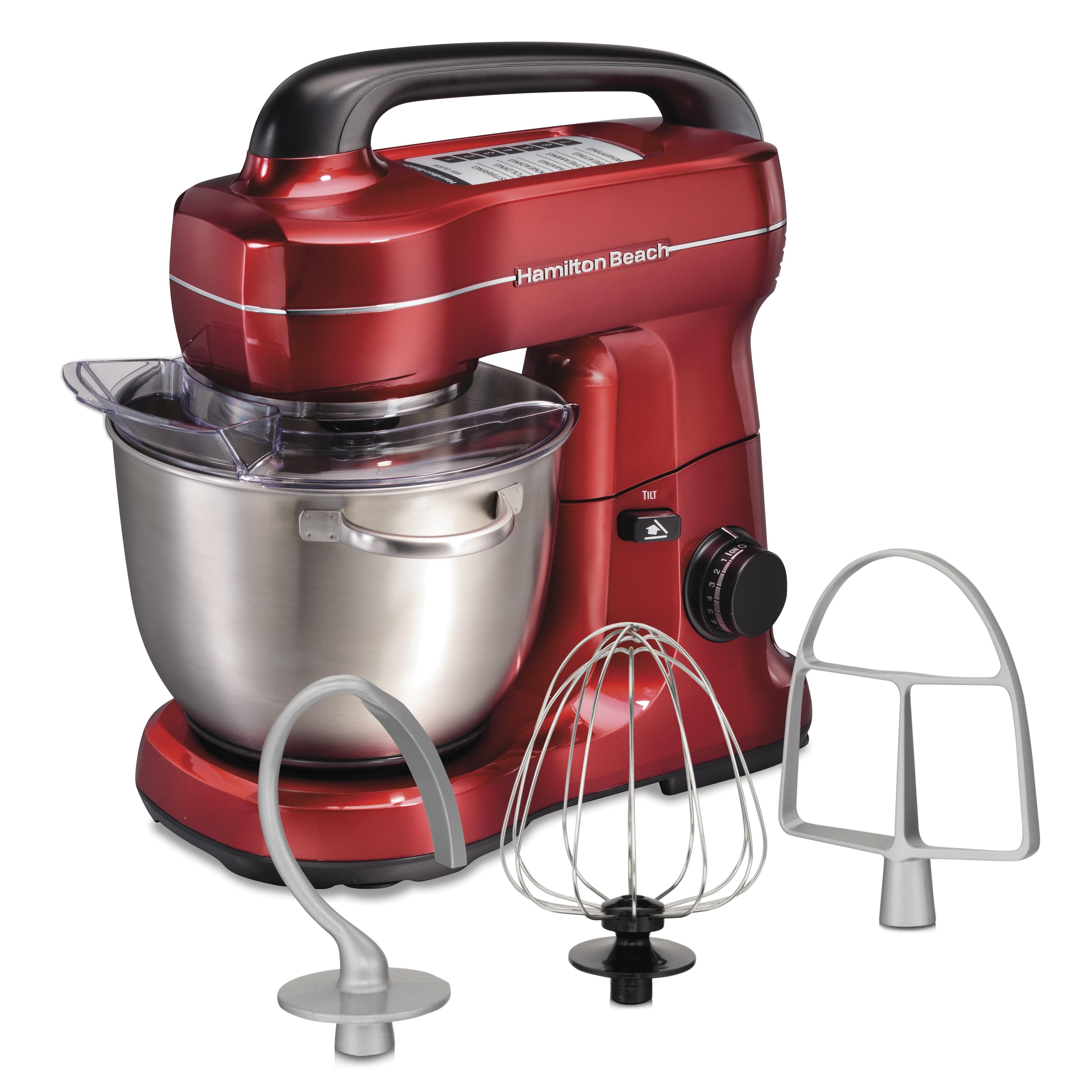 Hamilton Beach® 7-Speed 4-Quart Electric Stand Mixer with Splash Guard, Dough Hook, Flat Beater, and Whisk Attachments