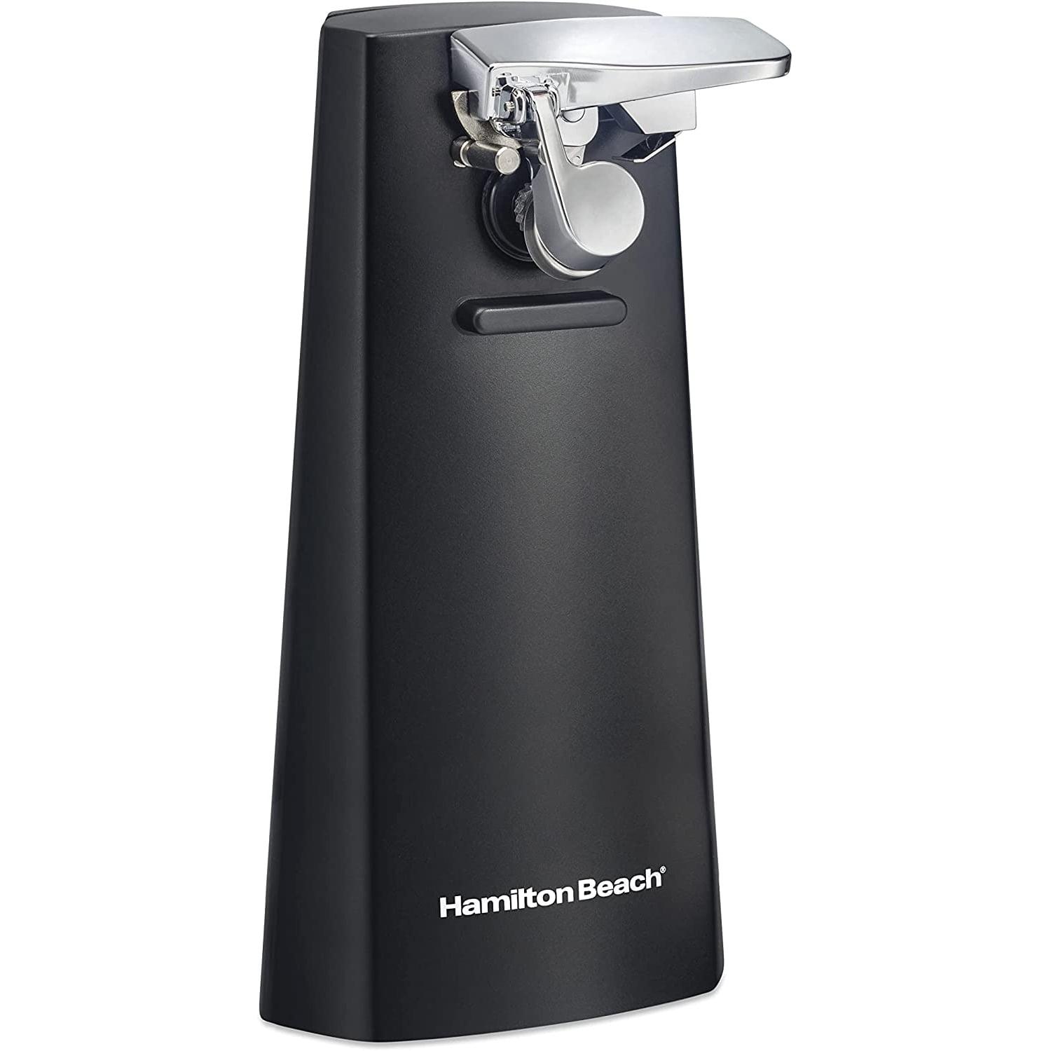 Hamilton Beach Black Can Opener 76702: Electric Freestanding Kitchen Tool, 1 Year Warranty, Spot Clean, 9" Height