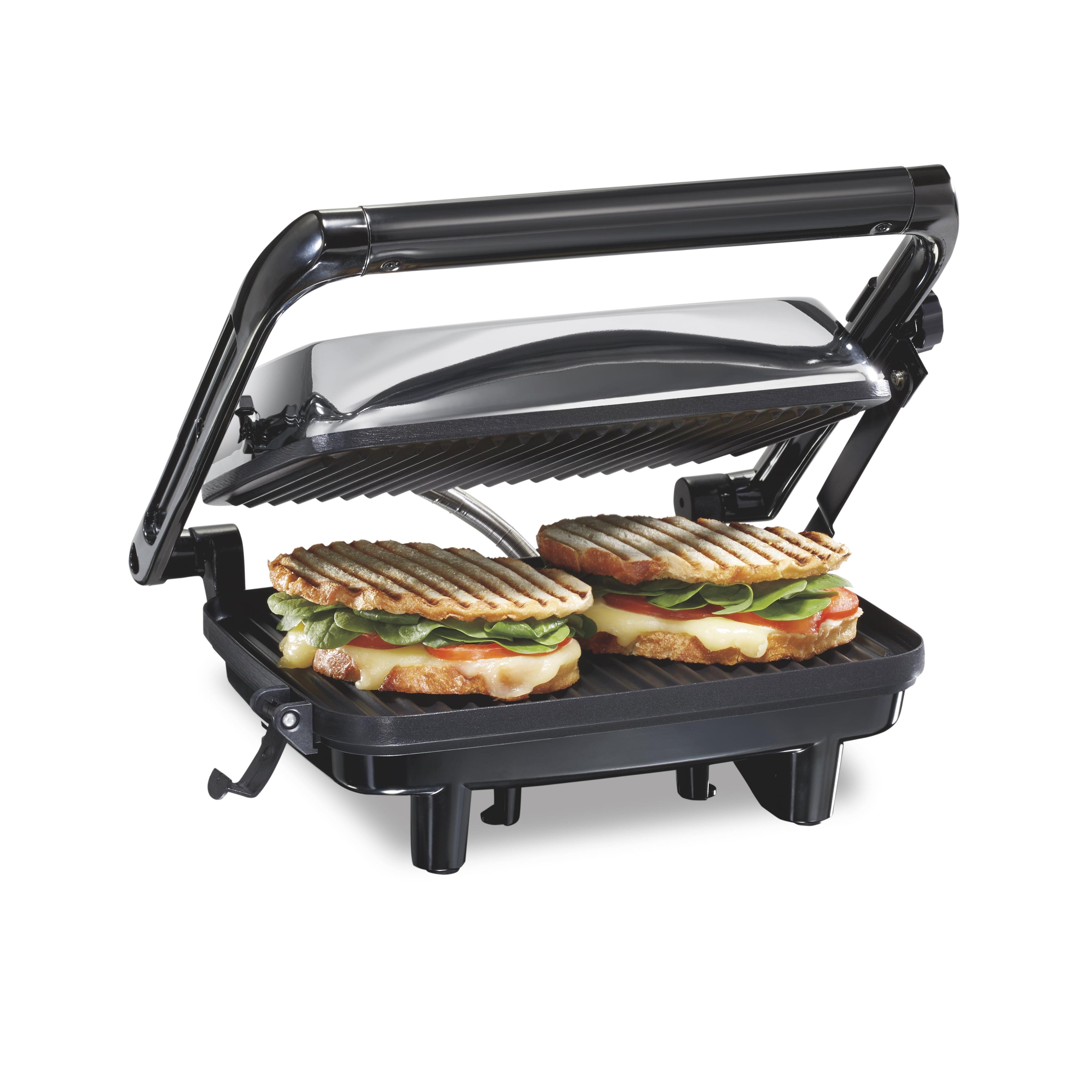 Hamilton Beach Panini Press & Gourmet Sandwich Maker, 10" x 8" Nonstick Grill Plates, 25460G