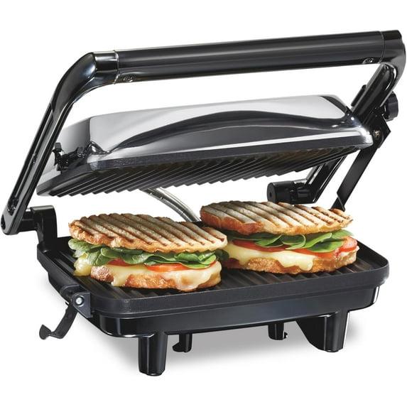 Hamilton Beach Panini Press & Gourmet Sandwich Maker, 10" x 8" Nonstick Grill Plates, 25460G