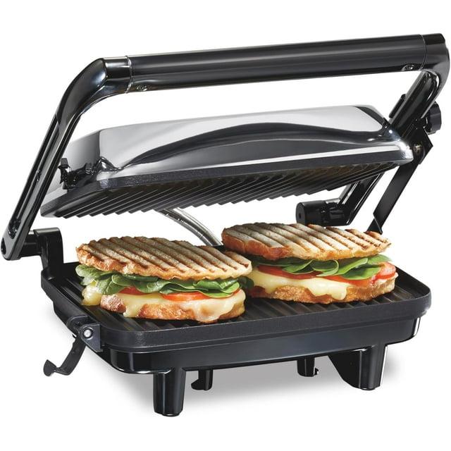 Hamilton Beach Panini Press & Gourmet Sandwich Maker, 10" x 8" Nonstick Grill Plates, 25460G