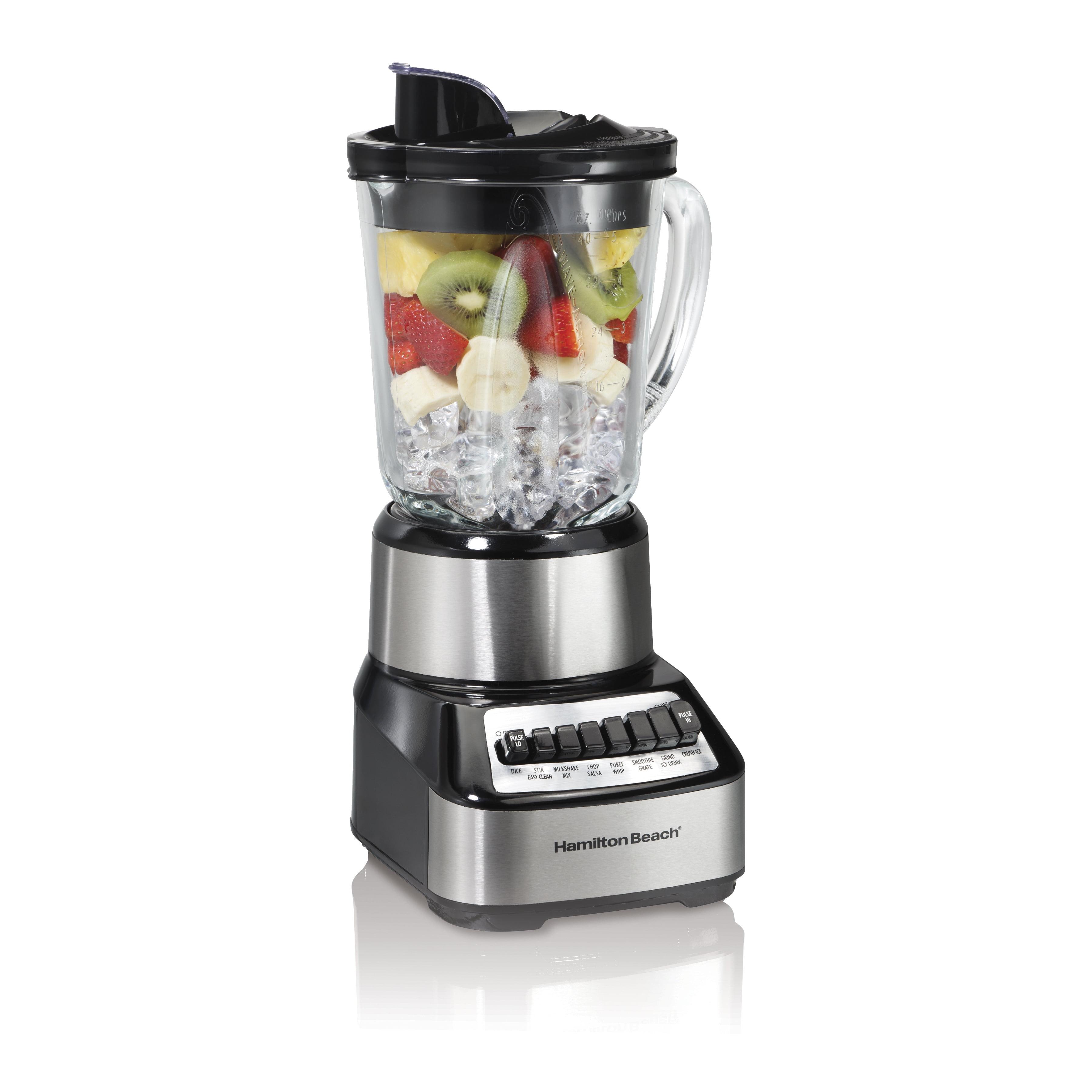 Hamilton Beach Wave Crusher Multi-Function Blender with 40 oz. Glass Jar and 14 Functions for Puree, Ice Crush, Shakes and Smoothies, Stainless Steel, 54221