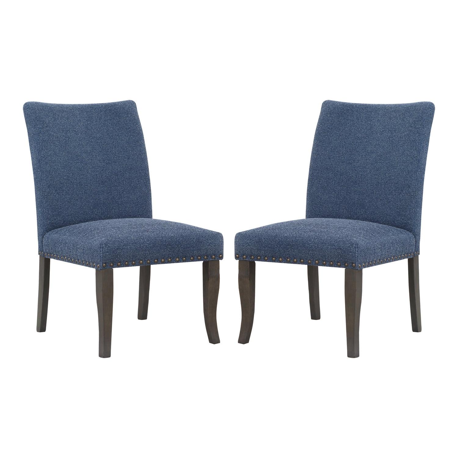 Hamilton Dining Chair 2-Pack with Gray Washed Legs in Atlantic Blue Fabric