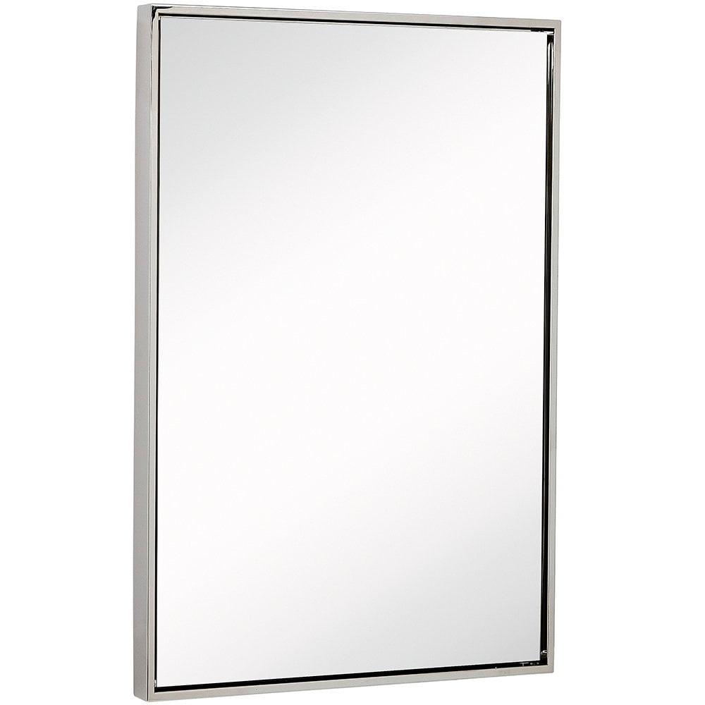 Polished Nickel Rectangular Wall Mirror with Wood Backing