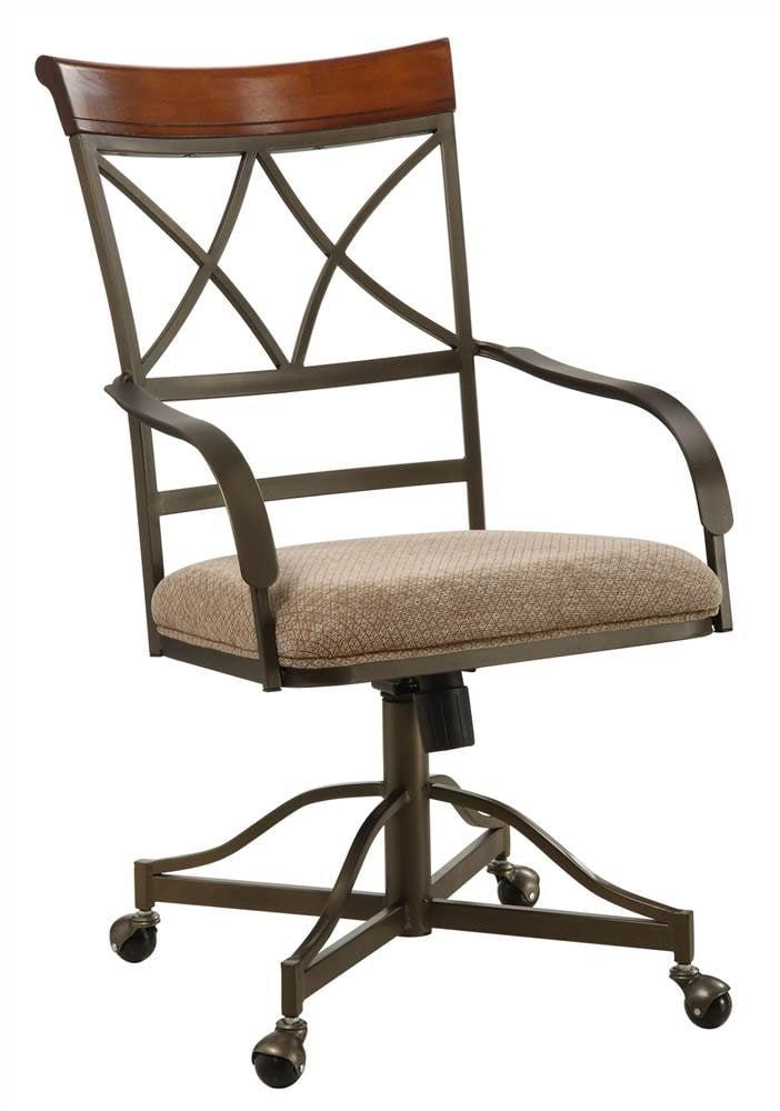 Hamilton Medium Oak and Bronze Upholstered Swivel Arm Chair