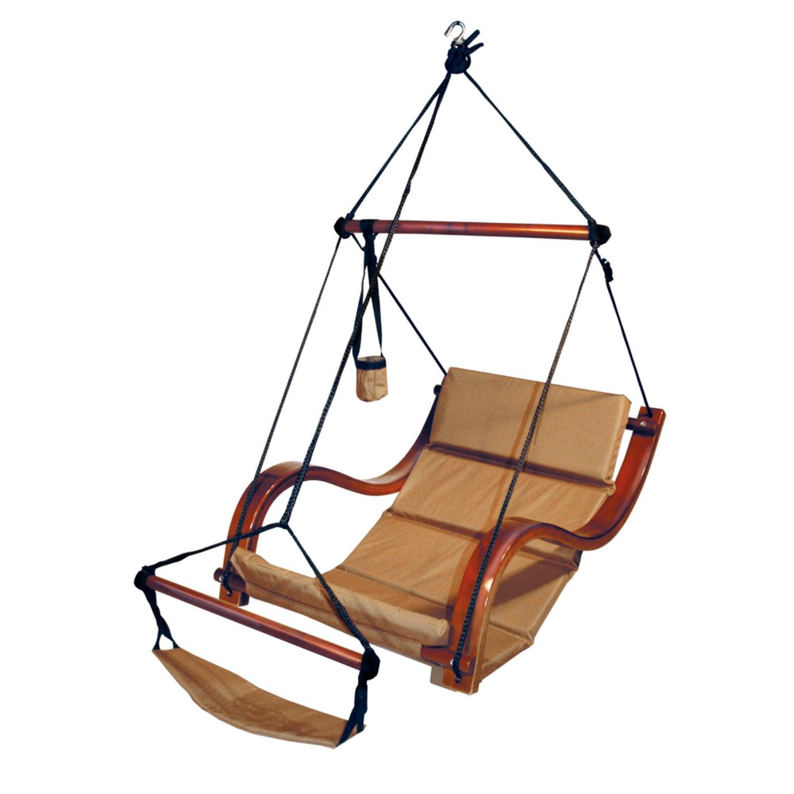 Elegant Natural Tan Wave-Inspired Hanging Patio Chair with ComfortFoam