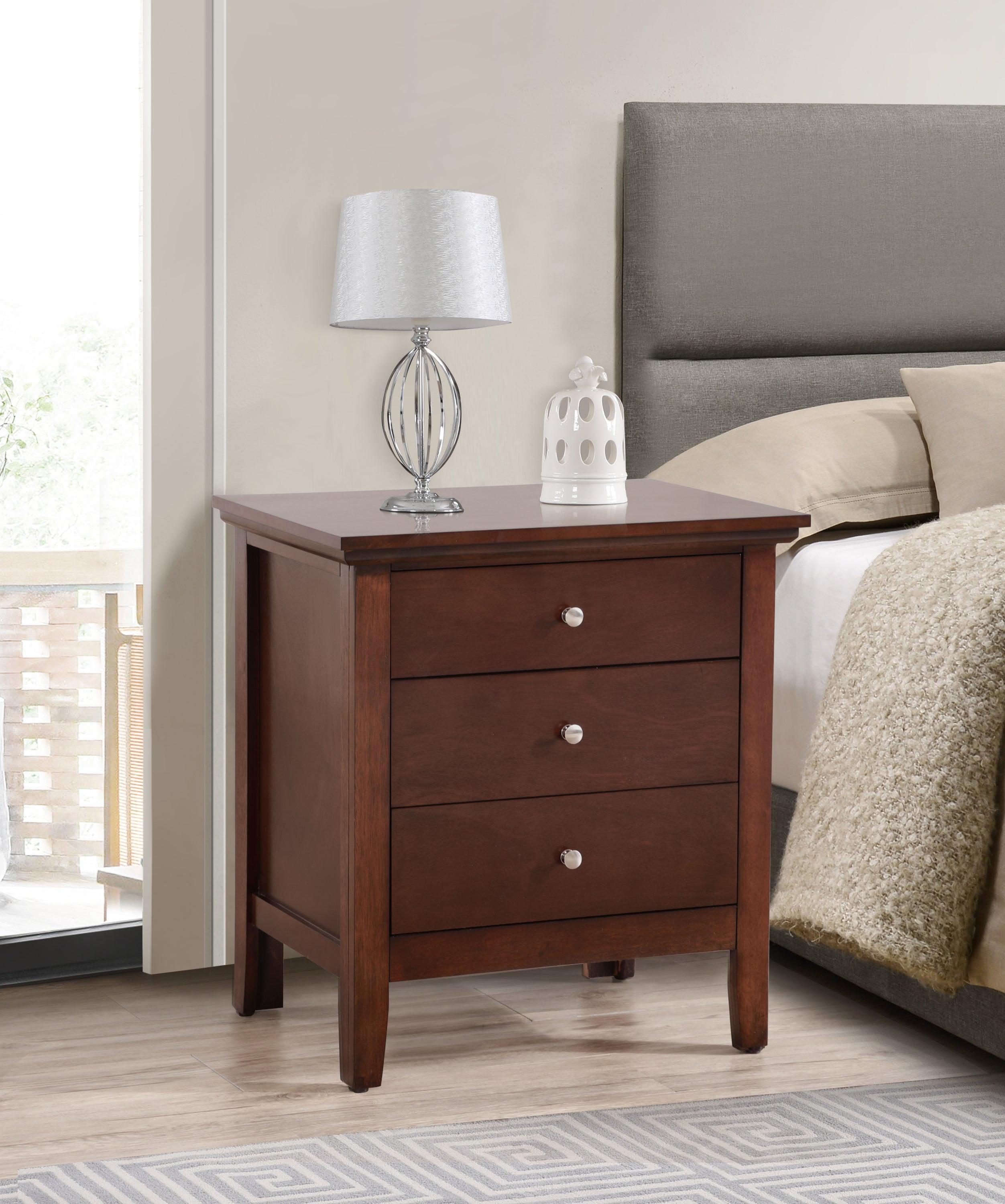 Espresso 3-Drawer Solid Wood Nightstand