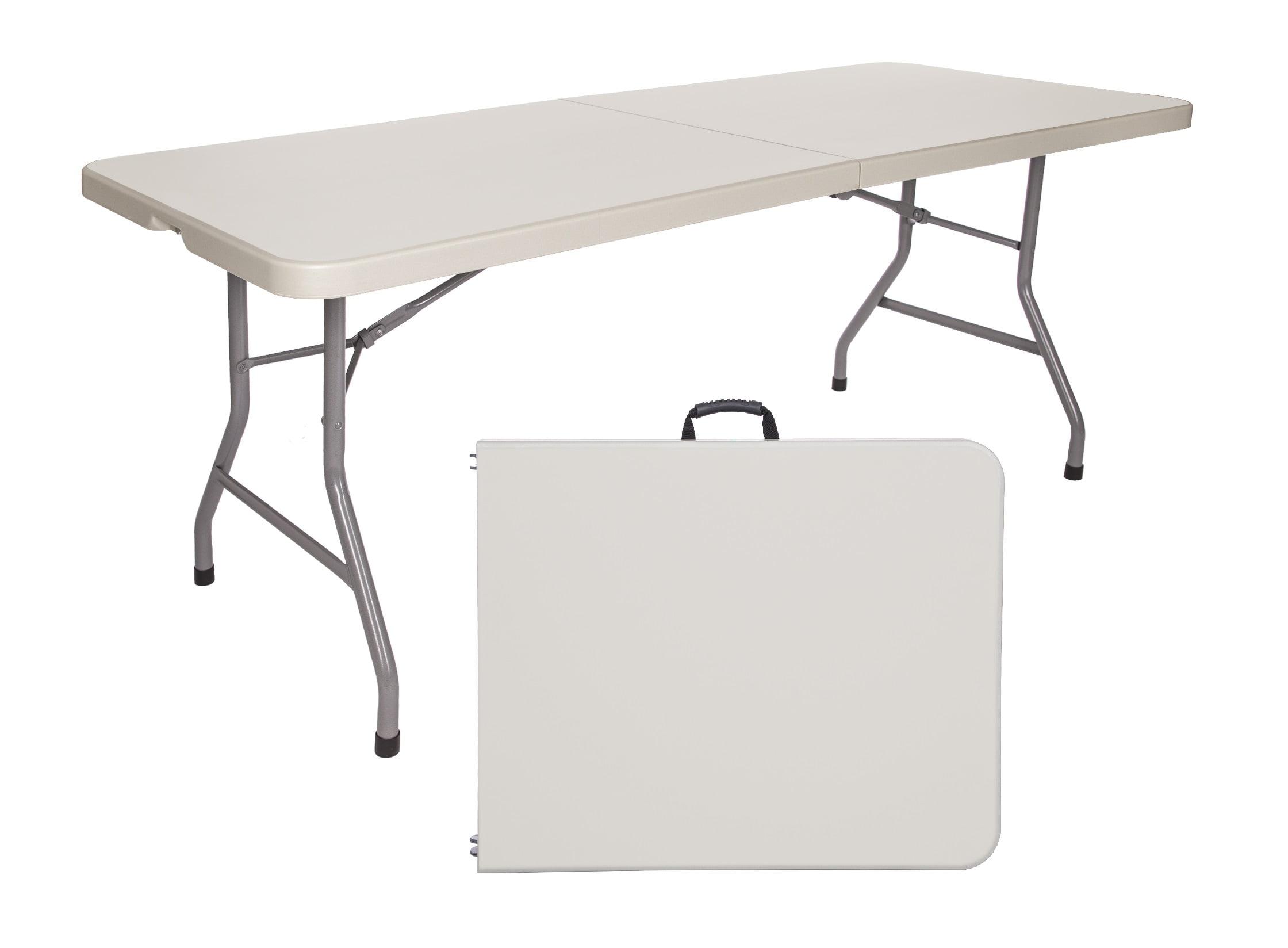 Hampden Furnishings 30"x72" Baldwin Collection Fold-In-Half Table Gray: Portable, Sturdy, No Assembly, 5-Year Warranty