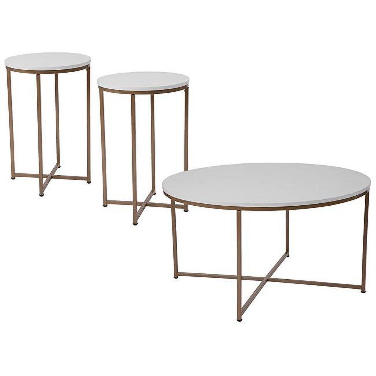 Hampstead 3-Piece White and Gold Coffee & End Table Set