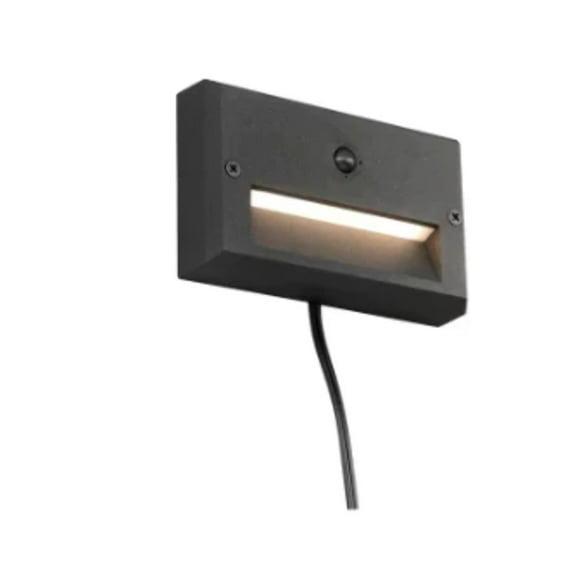 Hampton Bay 15-Watt Equivalent Low Voltage Black Motion Sensing Integrated LED Outdoor Stair Light with Frosted Acrylic Lens