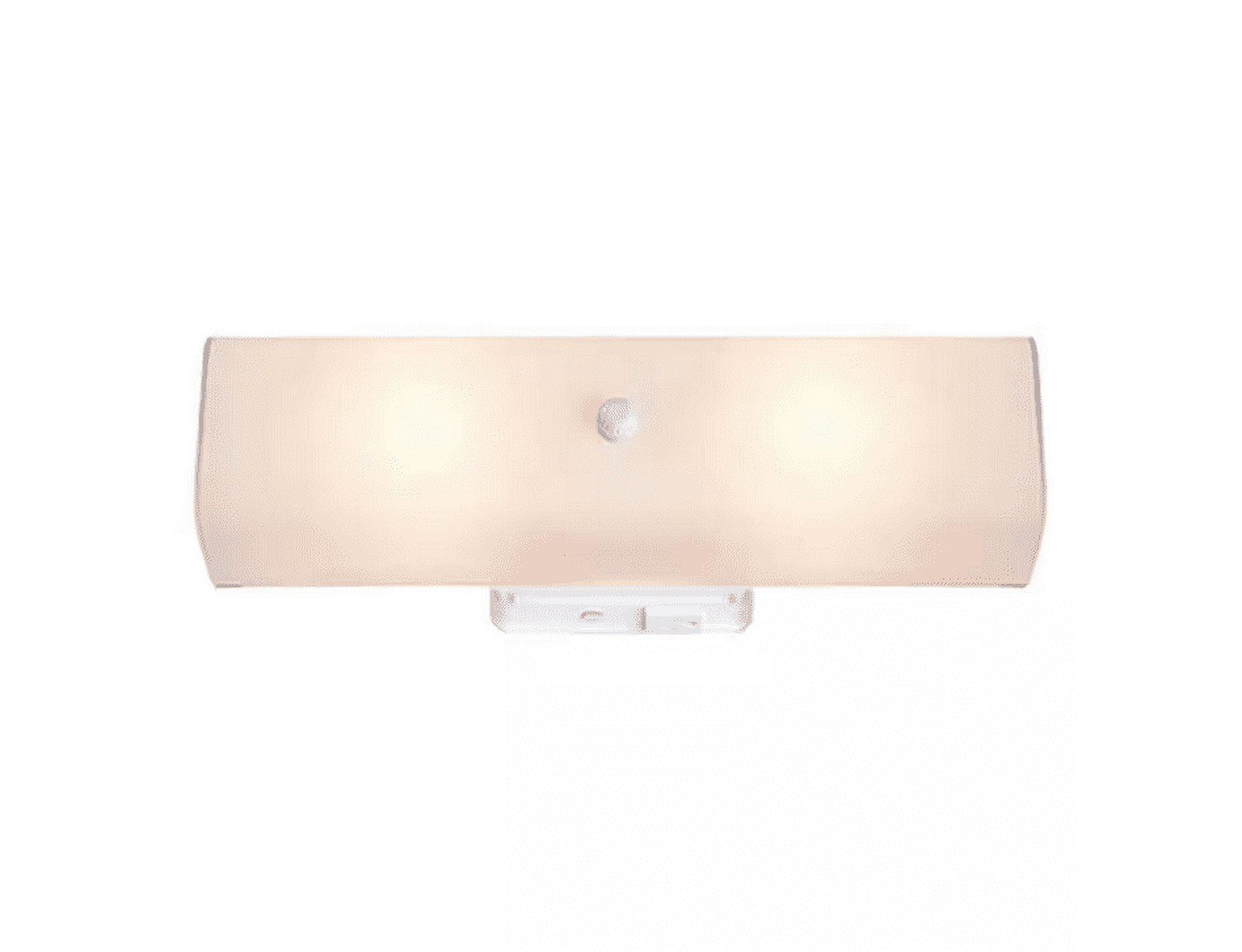 White Metal and Glass 2-Light Bath Vanity Light