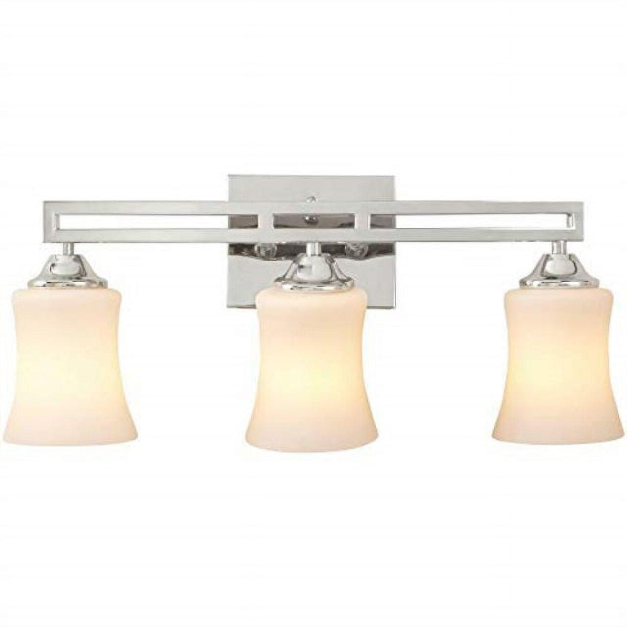 Polished Nickel 3-Light Vanity with Frosted Glass Shades