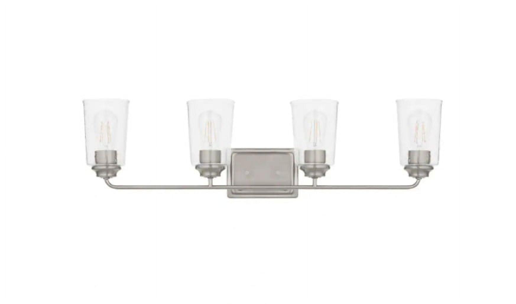 Hampton Bay Evangeline 32.375" Brushed Nickel Vanity Light w/Glass Shades