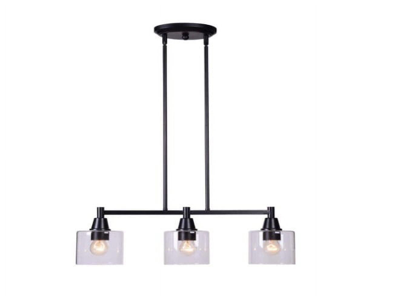 Matte Black Glass 3-Light Linear Island Pendant