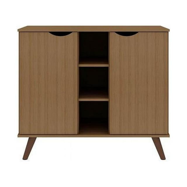 Manhattan Comfort 39.37" Hampton Buffet Stand Maple Cream: Mid-Century Modern Sideboard, Fixed Shelves