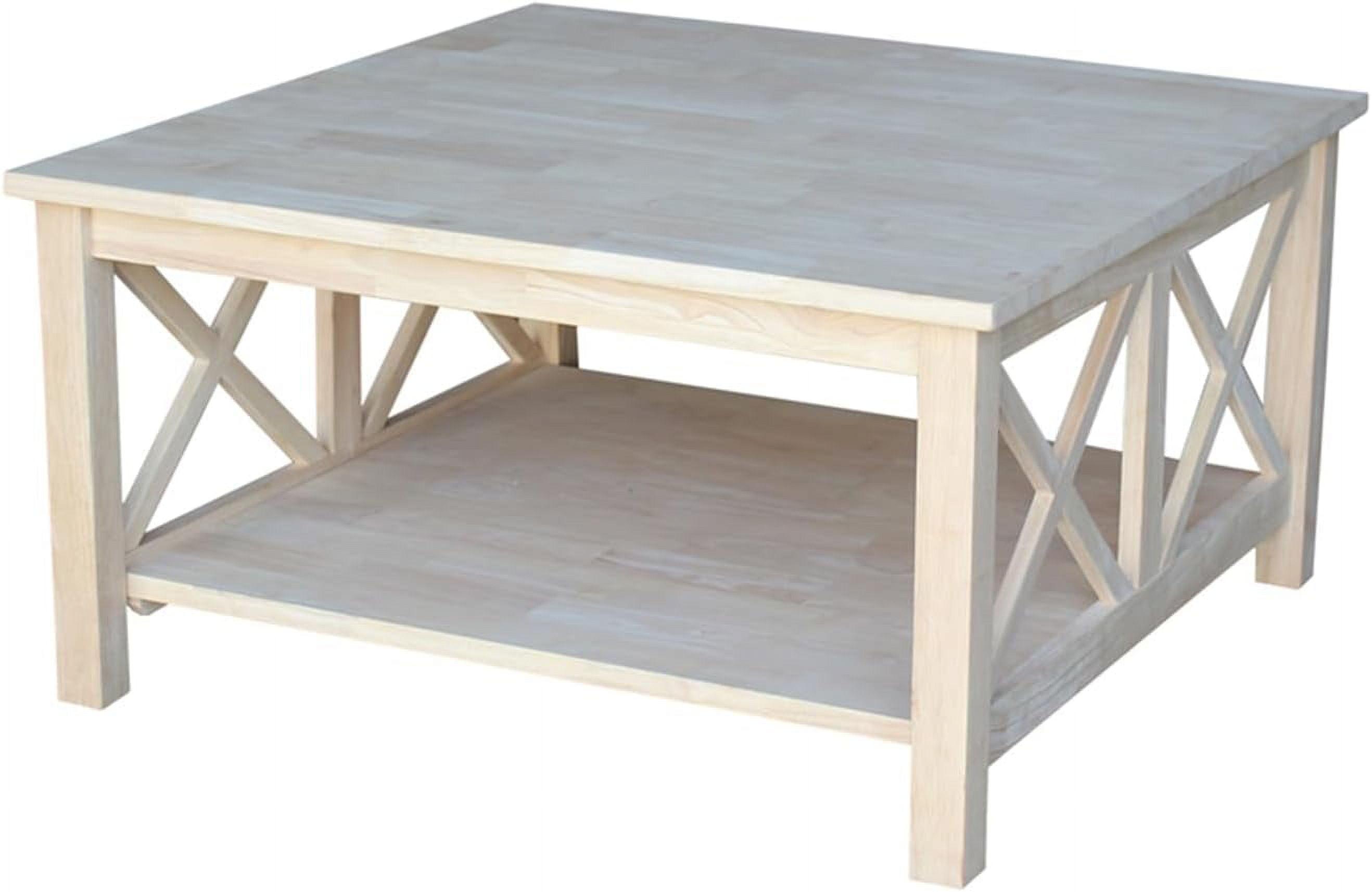 Hampton 41" Natural Wood Square Coffee Table with Storage