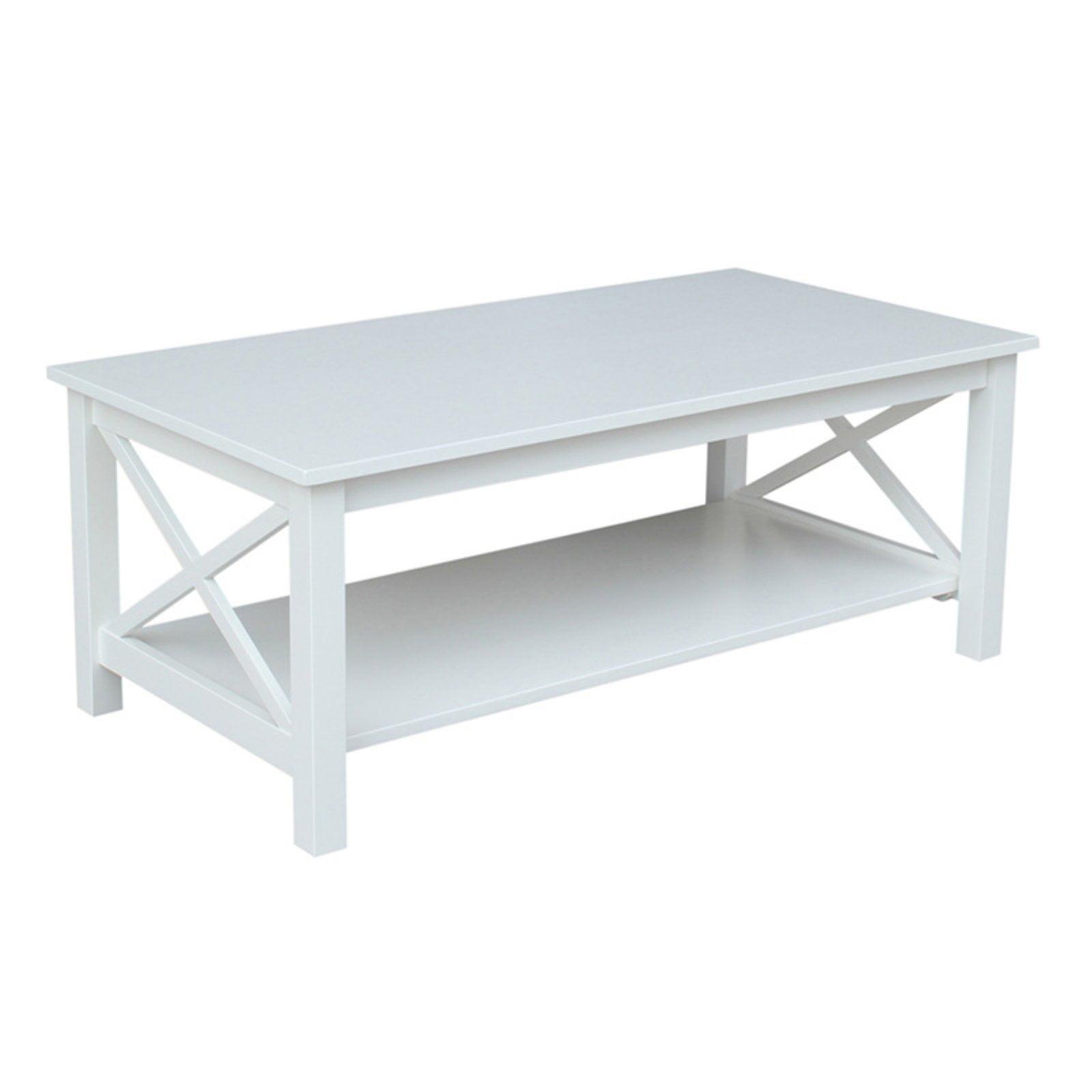 Hampton 46" White Solid Wood Rectangular Coffee Table