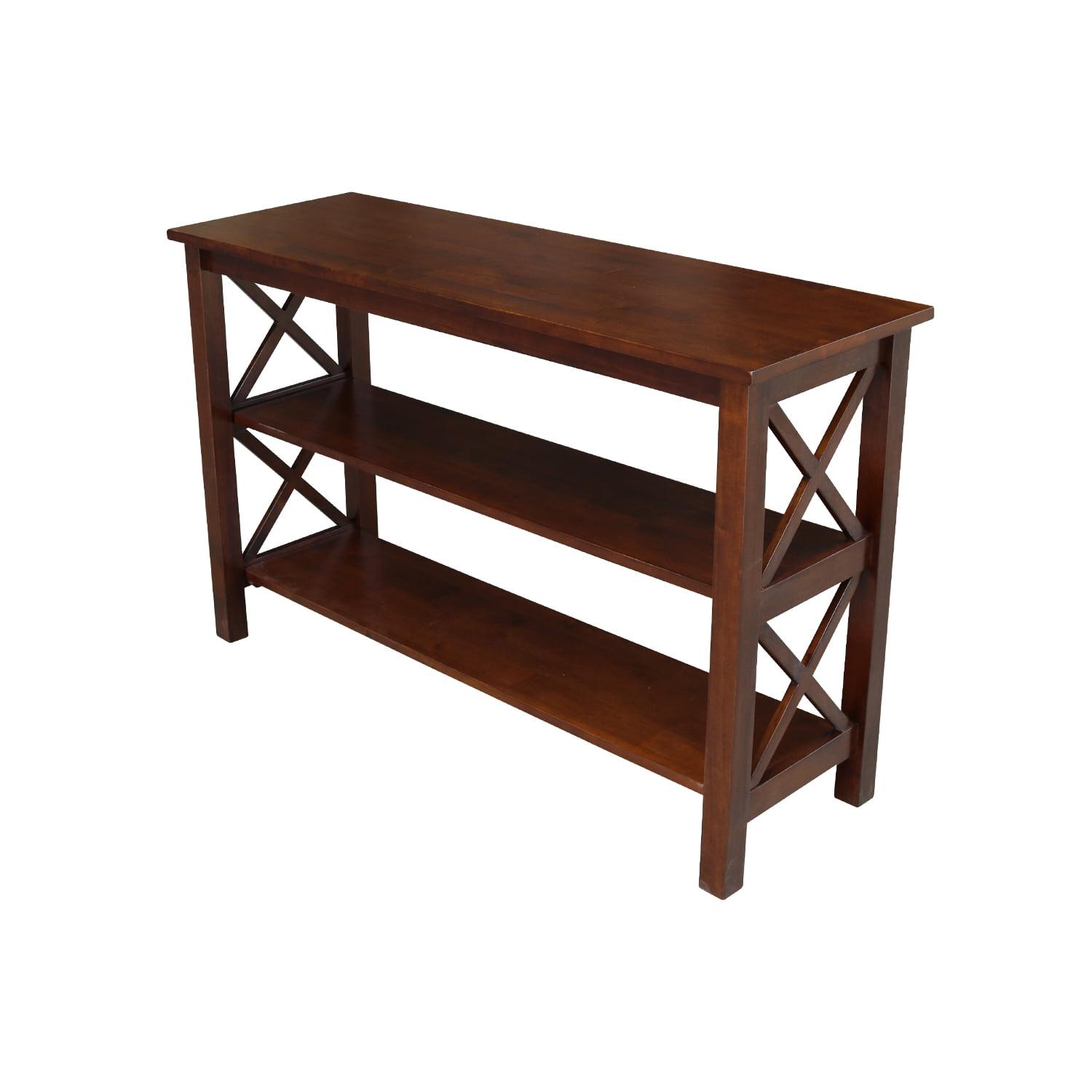 International Concepts Hampton Console Table Espresso: Stained Wood, Fixed Shelf, Rectangular Shape, Spot Clean