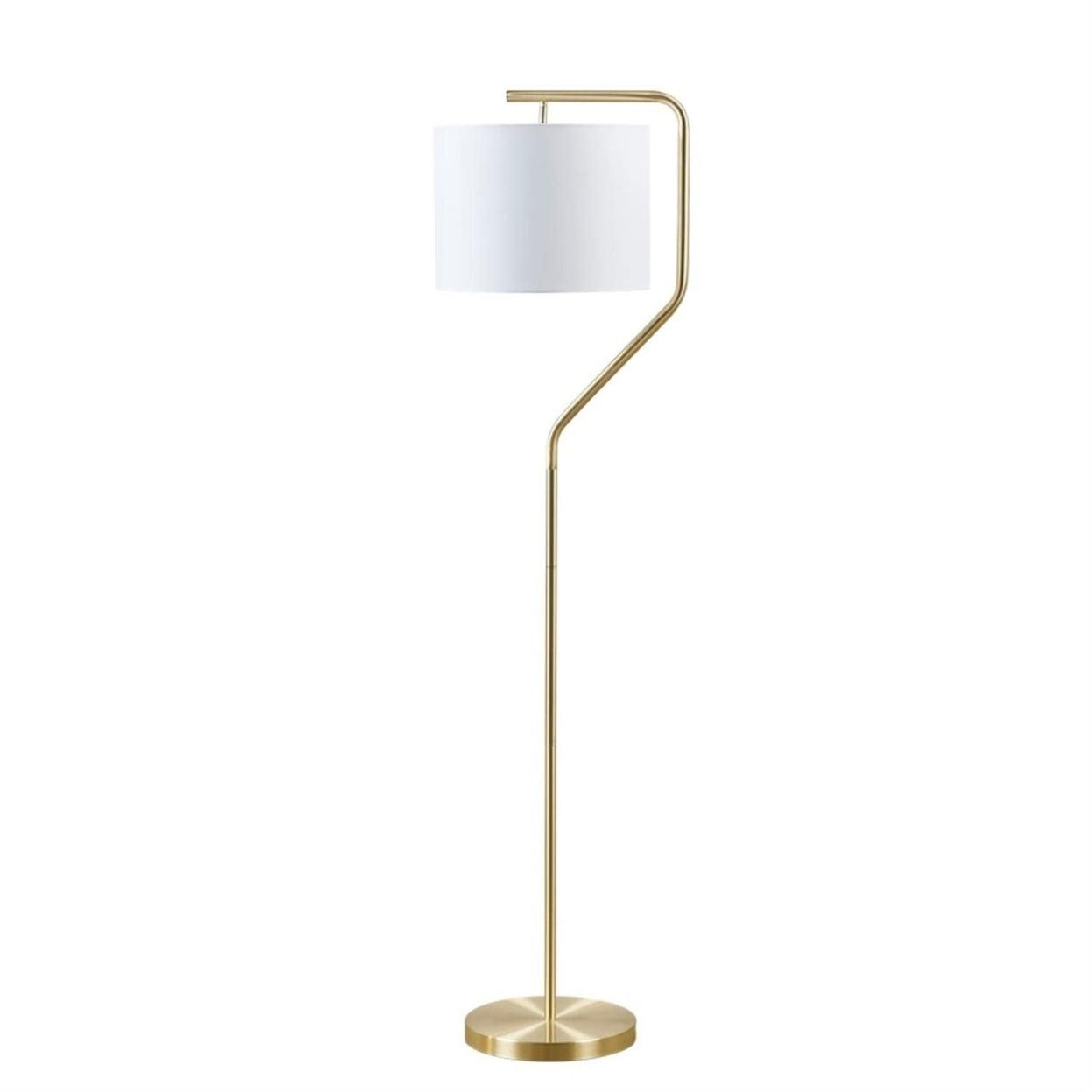 Gold Angular Arched Steel Floor Lamp with Drum Shade